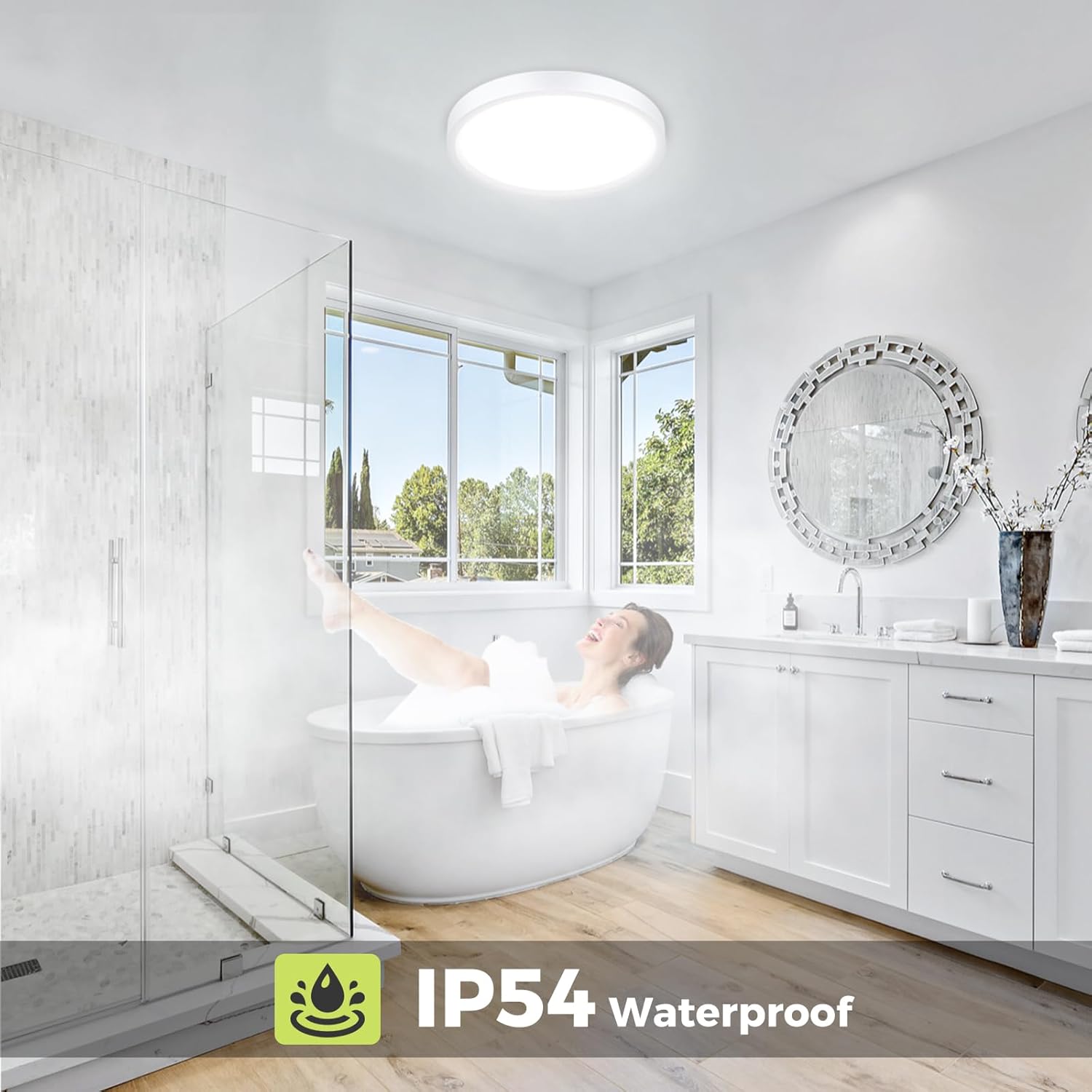 Thumbnail 4 de hepside LED Ceiling Light (3 colour temperatures) – IP54 waterproof flush bathroom ceiling lamp