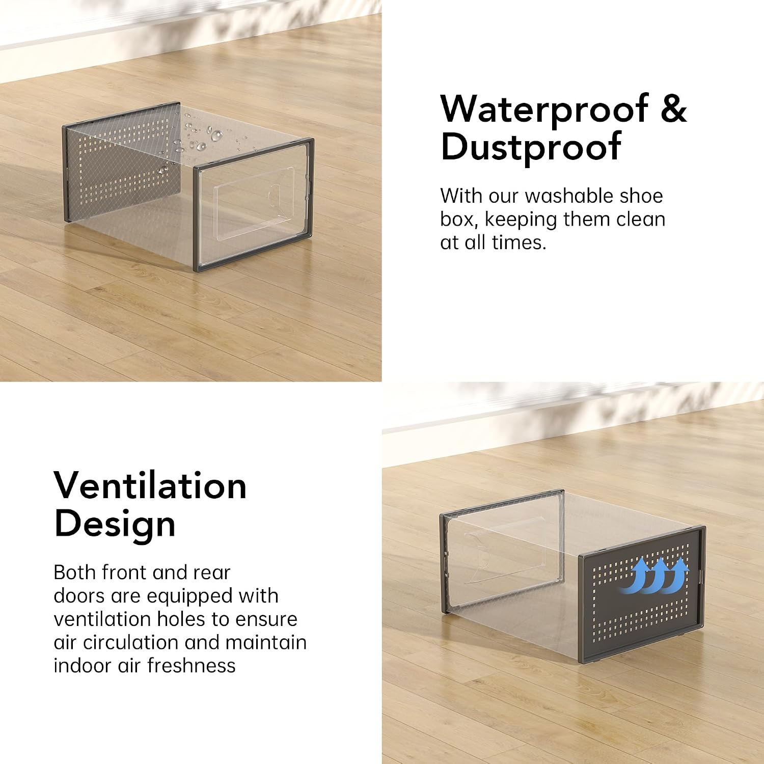 Detalle 2 de Foluck X-Large 15-Pack Clear Stackable Shoe Storage Boxes