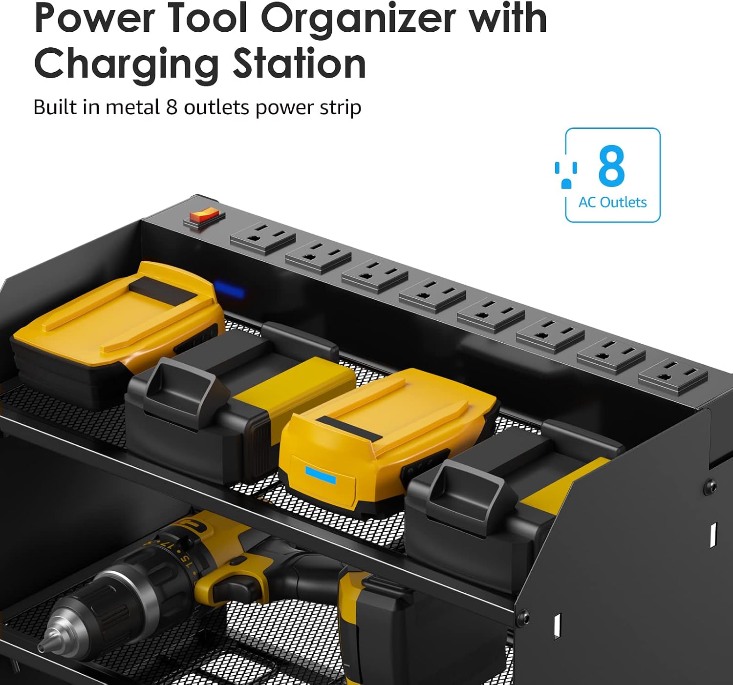 Detalle de CCCEI Wall-Mount Tool Charging Organizer, 3-Tier