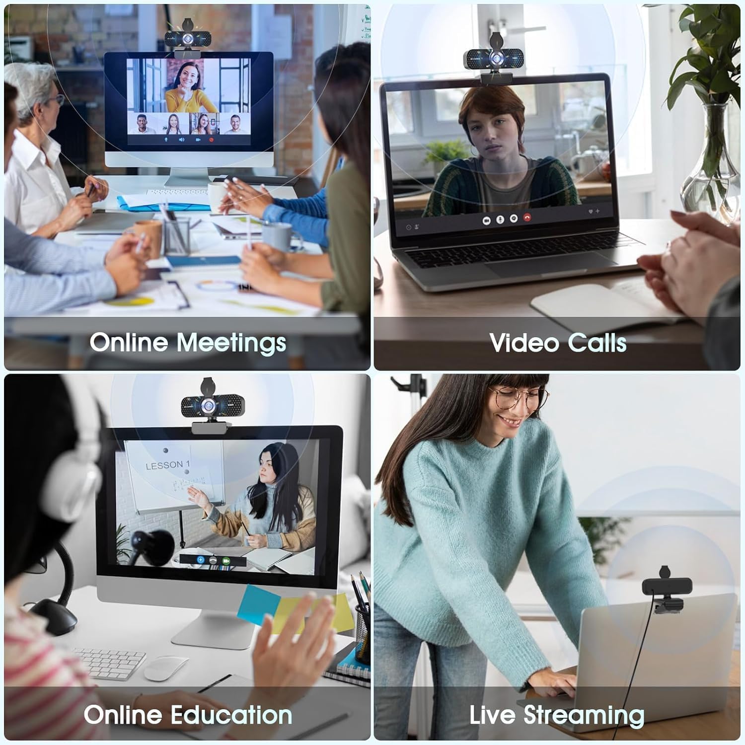 Detalle de TRAUSI 1080P HD Webcam with Microphone: Clear video, quiet audio and privacy at a great price