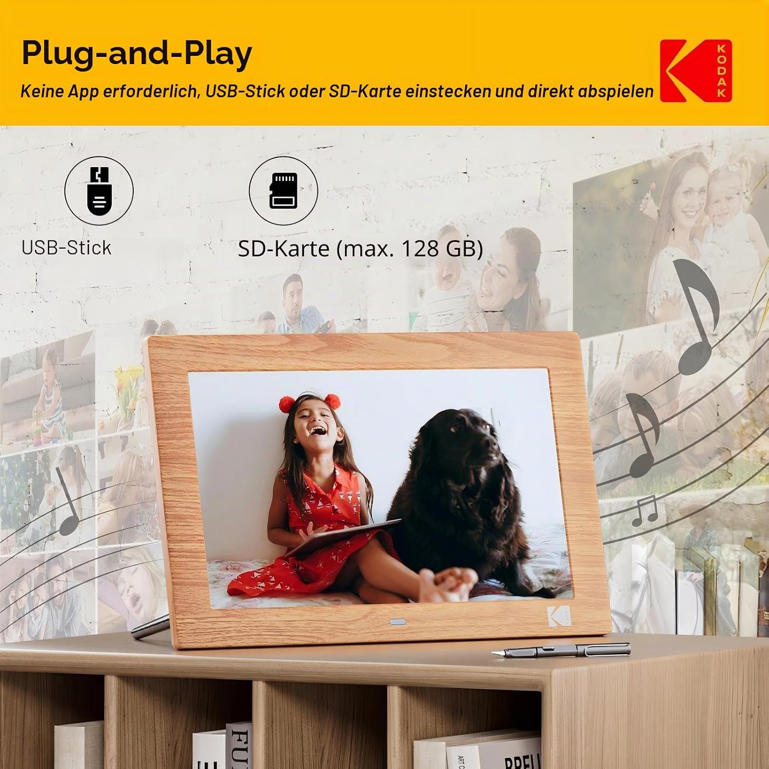 Detalle de KODAK Digitaler Bilderrahmen 10 Zoll – ohne WLAN, Fernbedienung inklusive