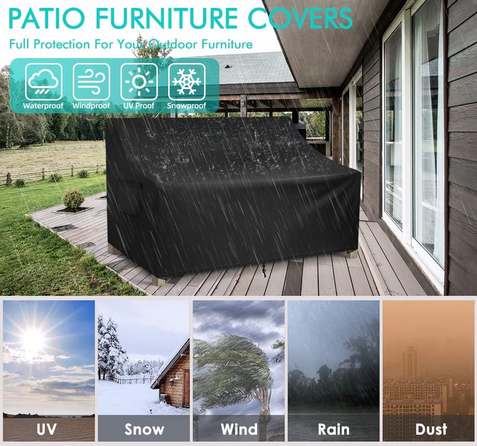 Detalle 1 de WLEAFJ Patio Sofa Cover, Waterproof Oxford Cover with Air Vent, 70 x 38 x 31 in