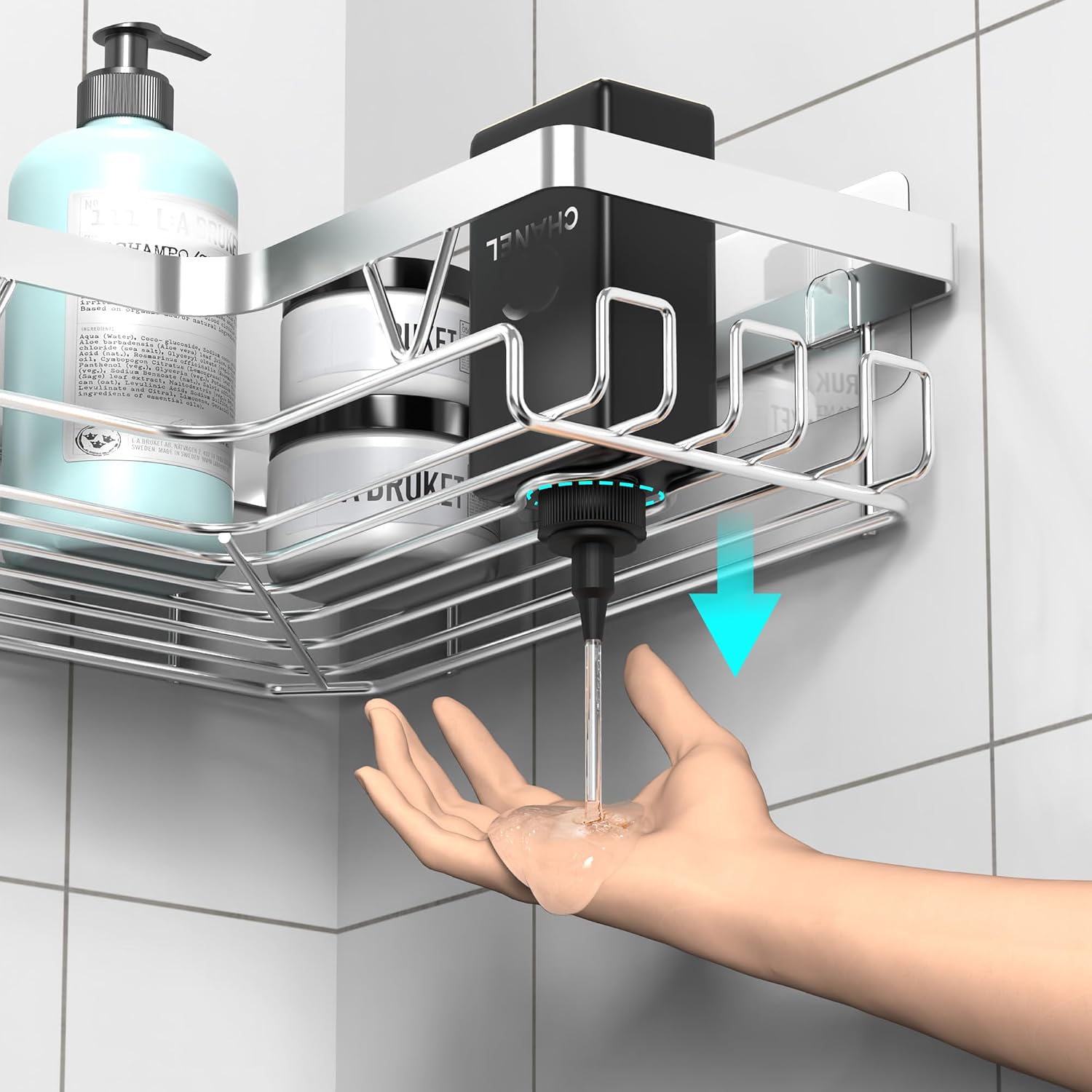 Thumbnail 5 de KEGII Corner Shower Caddy – No-Drill Adhesive Shower Shelf in Stainless Steel (Silver)