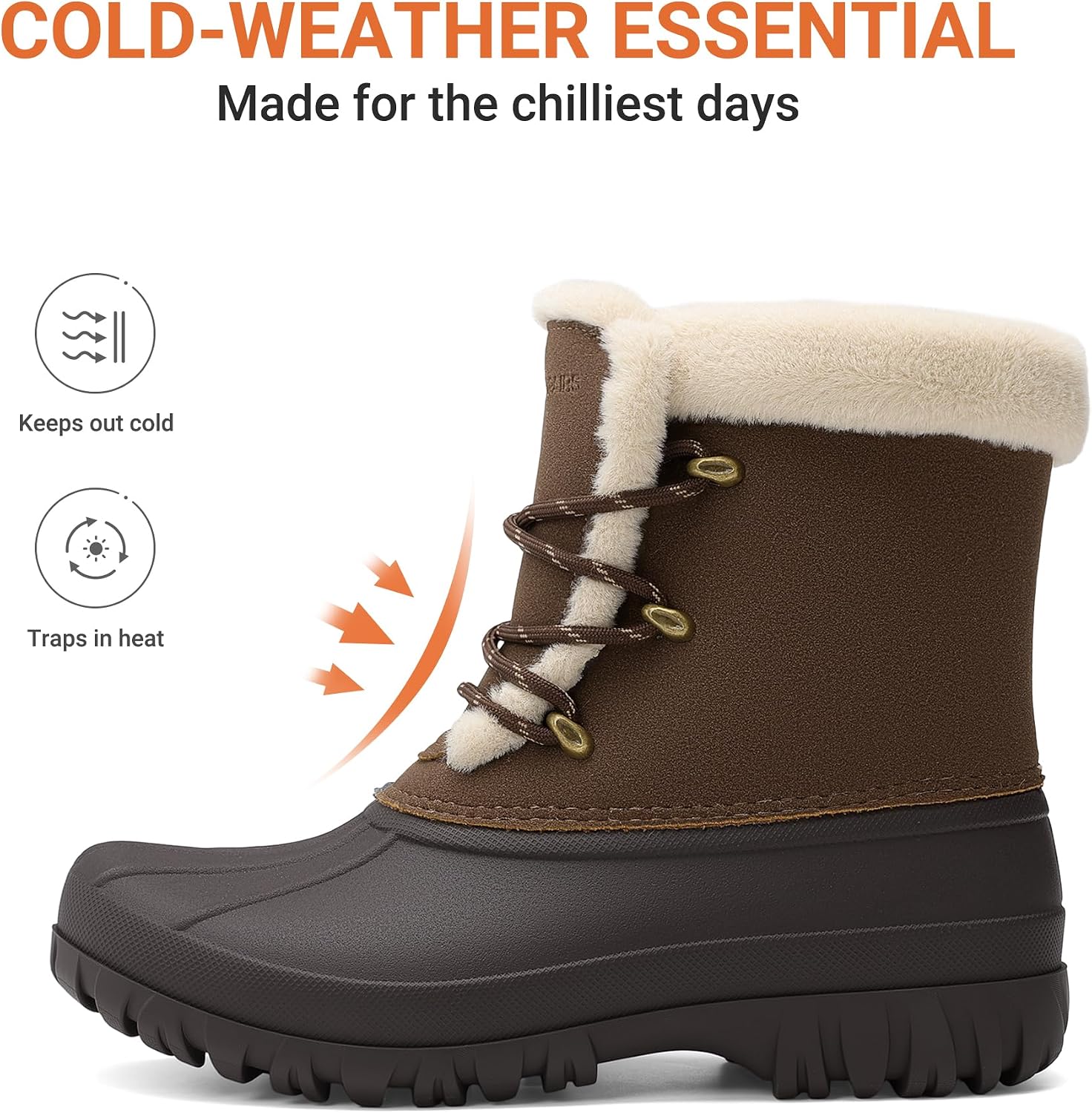 Detalle 1 de DREAM PAIRS Women's Mid-Calf Waterproof Snow Boots, Faux-Fur Lined, Lace-Up