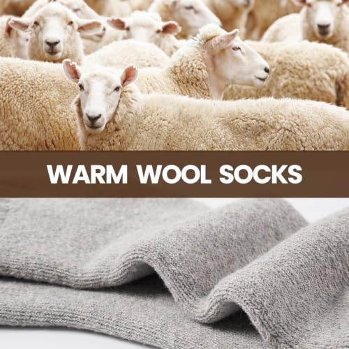 Detalle de Niorasen Women's Thermal Wool Socks, 3 Pairs, Full Cushion, Black and Grey