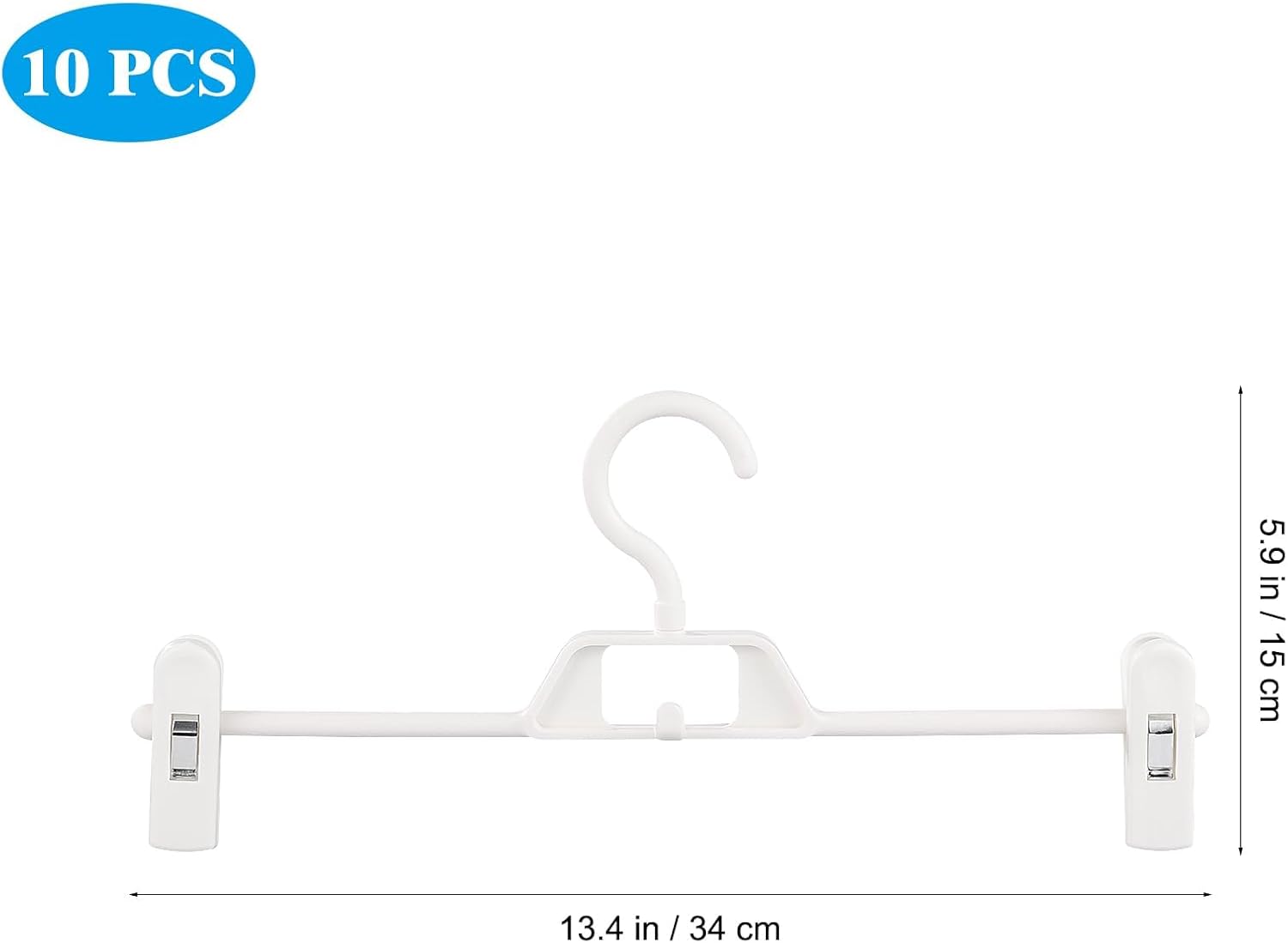 Thumbnail 2 de WJWSKI Hosenbügel Hosenspanner-Set (10 Stück) aus Kunststoff, 34 cm – verstellbare Klammern & 360° drehbarer Haken