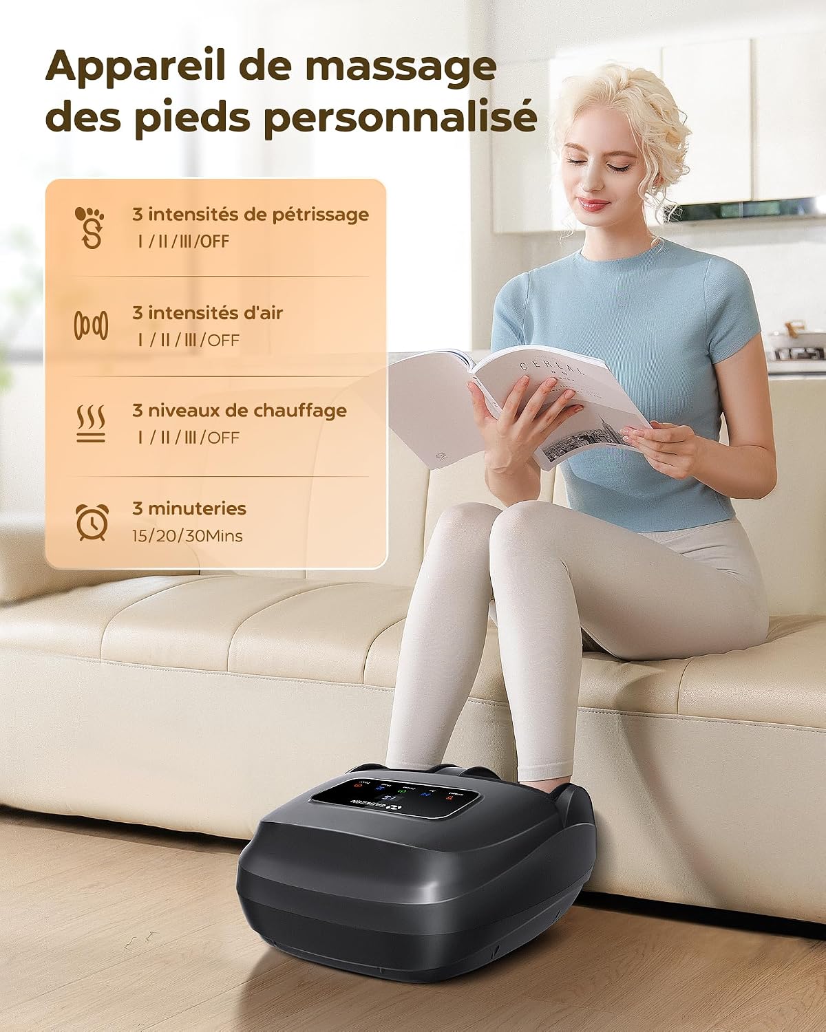 Thumbnail 1 de EaseZen Massage Pied Shiatsu 2026 — Masseur Pieds Professionnel avec Télécommande et Écran LCD, jusqu'au 48