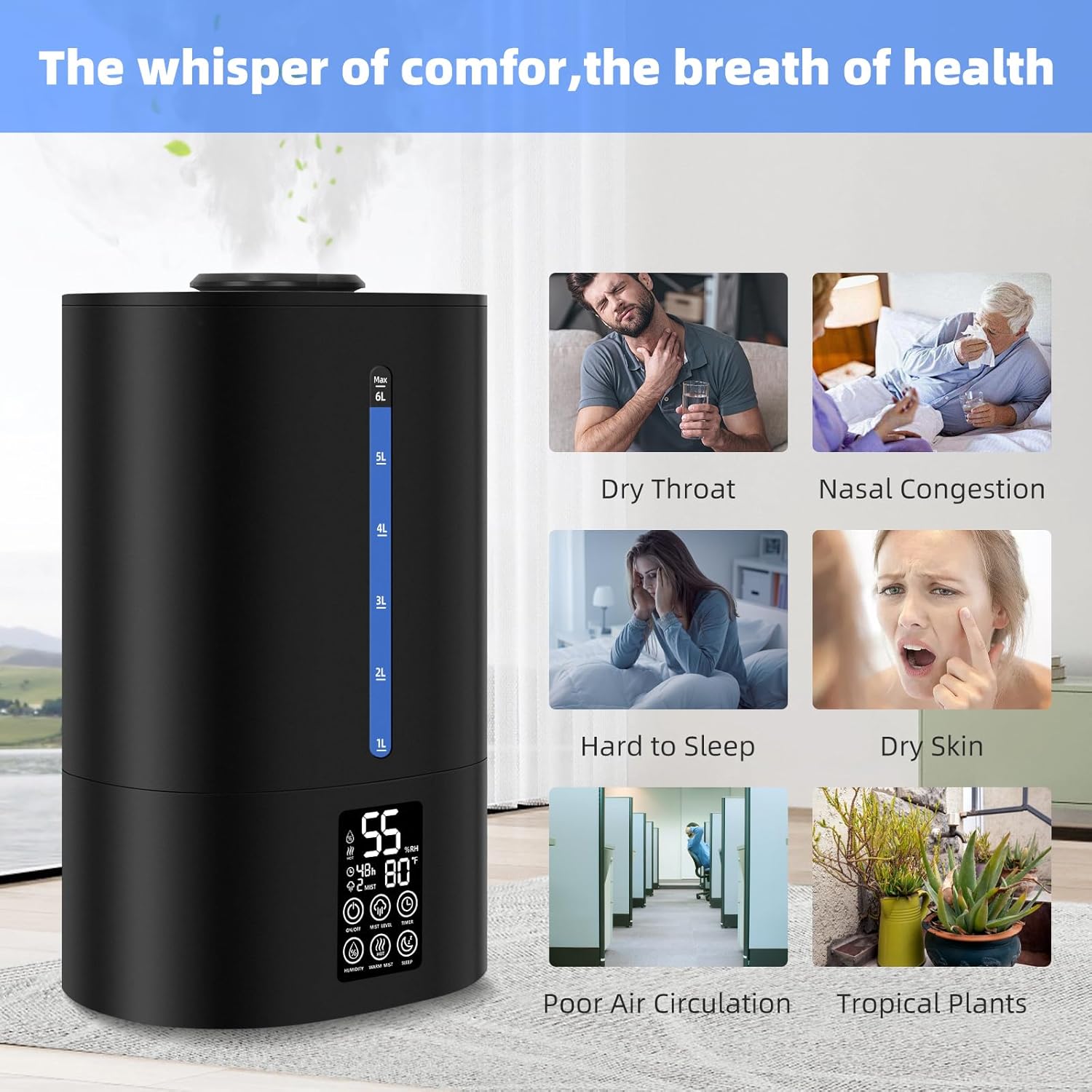 Thumbnail 4 de 6L Humidifier for Large Room 🏠