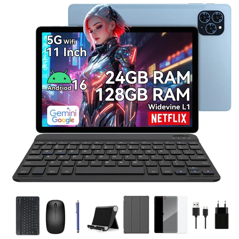 Detalle de Tablet ExcitPower T90 WiFi 11” — 8GB/128GB, azul, teclado y stylus incluidos