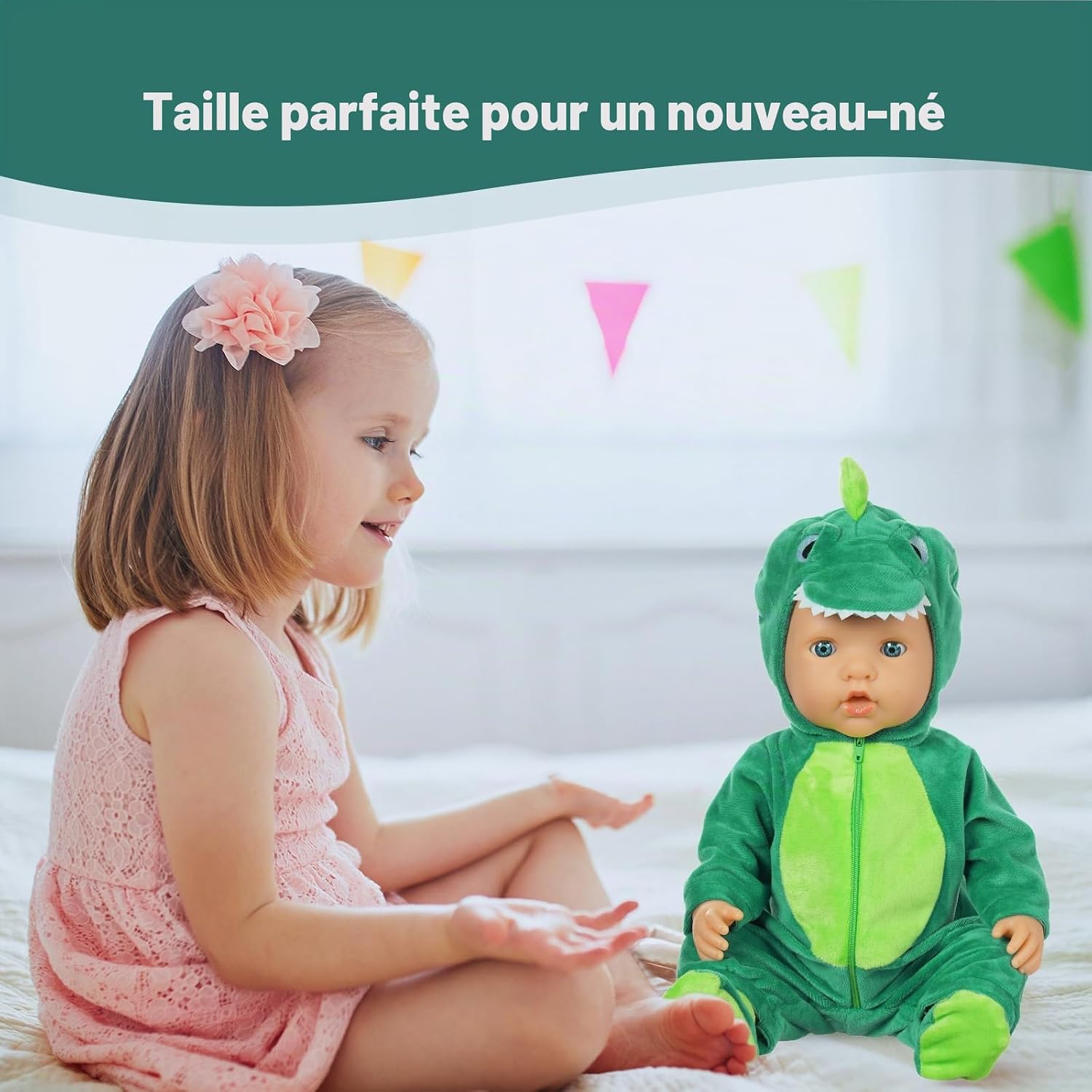 Detalle 2 de Aolso EUV8-LTY-GKL-FBA poppenkleding voor 35-45 cm, dinosaurusjumpsuit