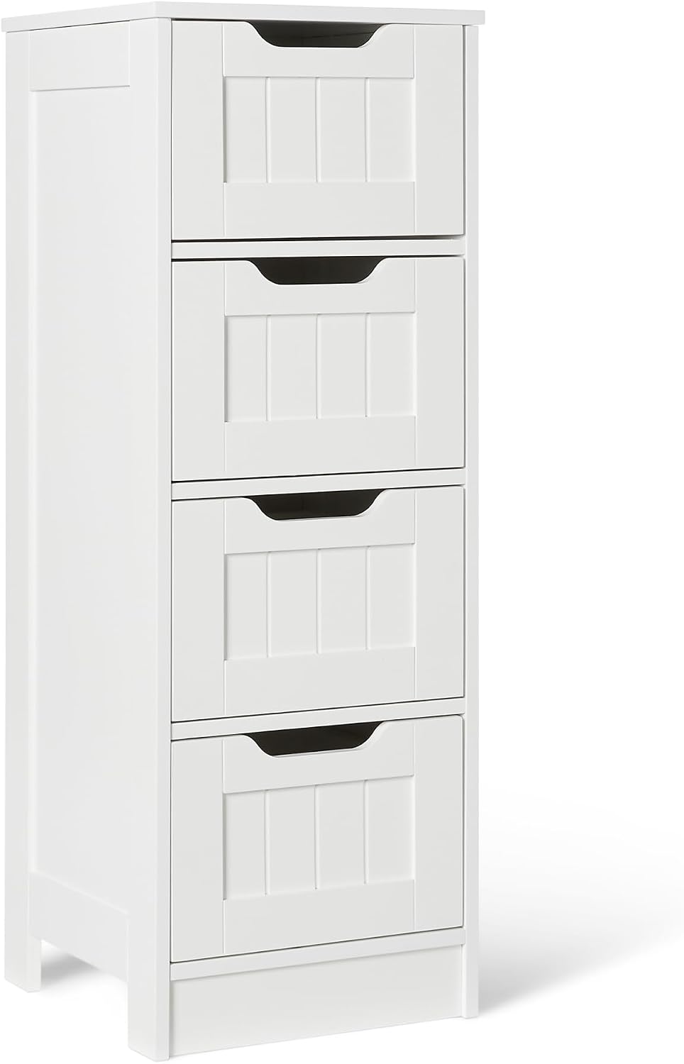 Detalle de Amazon Basics Mobile da Bagno con 4 Cassetti | Mobile Sottolavabo in MDF Bianco, 30x30x82 cm