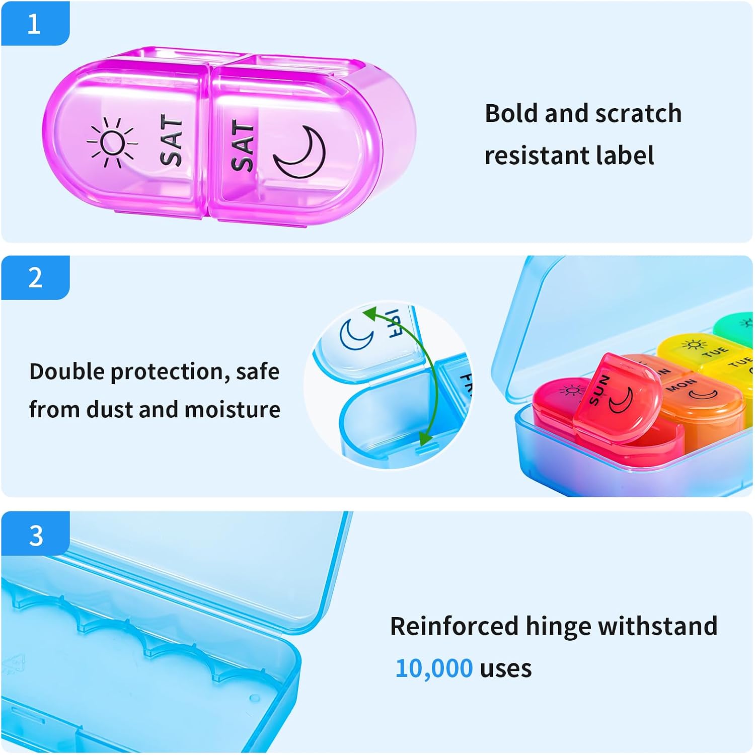 Thumbnail 6 de Weekly Pill Organizer 2 times a day – Tablettenbox für 14 Tage, Blau