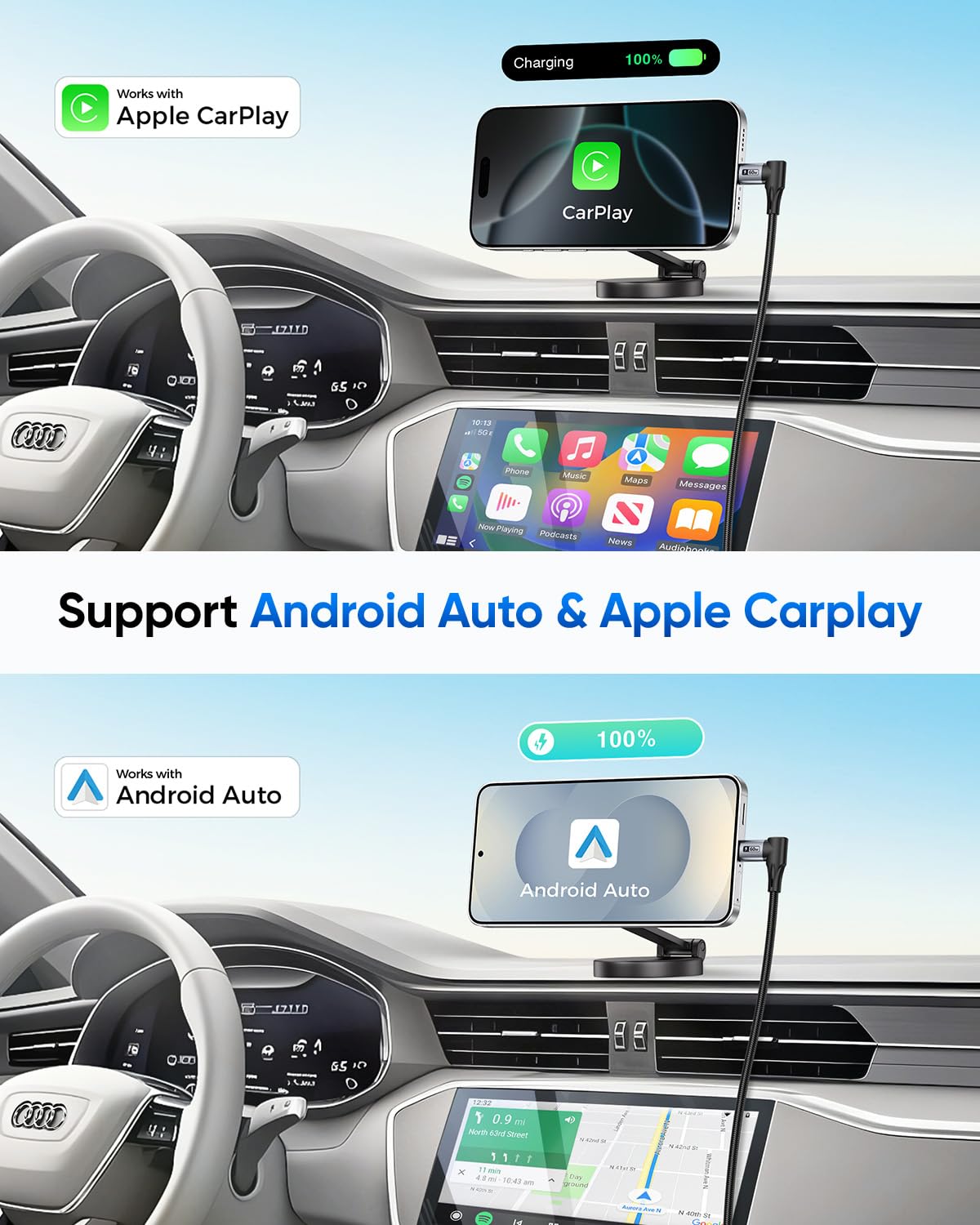 Thumbnail 4 de SUNGUY 90° USB-C auf USB-C Kabel 1 m – 2er-Pack, 60 W PD, ideal für Auto & CarPlay