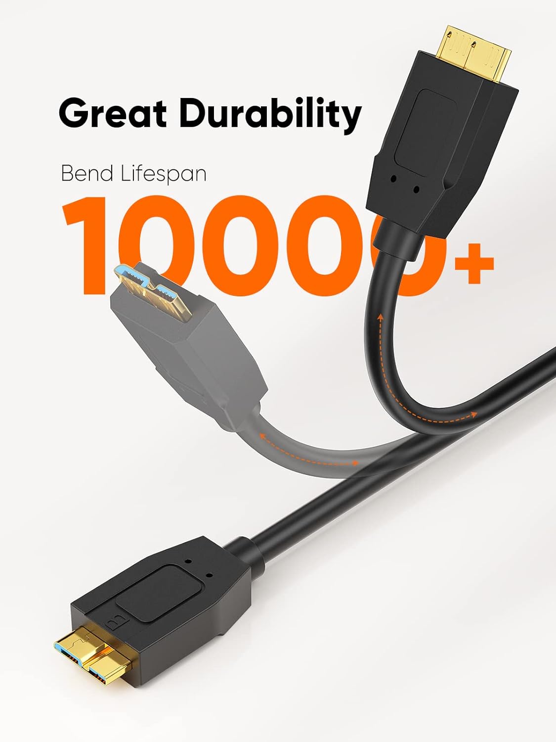 Detalle de CableCreation USB C to Micro B Short Cable 1FT: 10Gbps USB 3.1 for External Drives and More