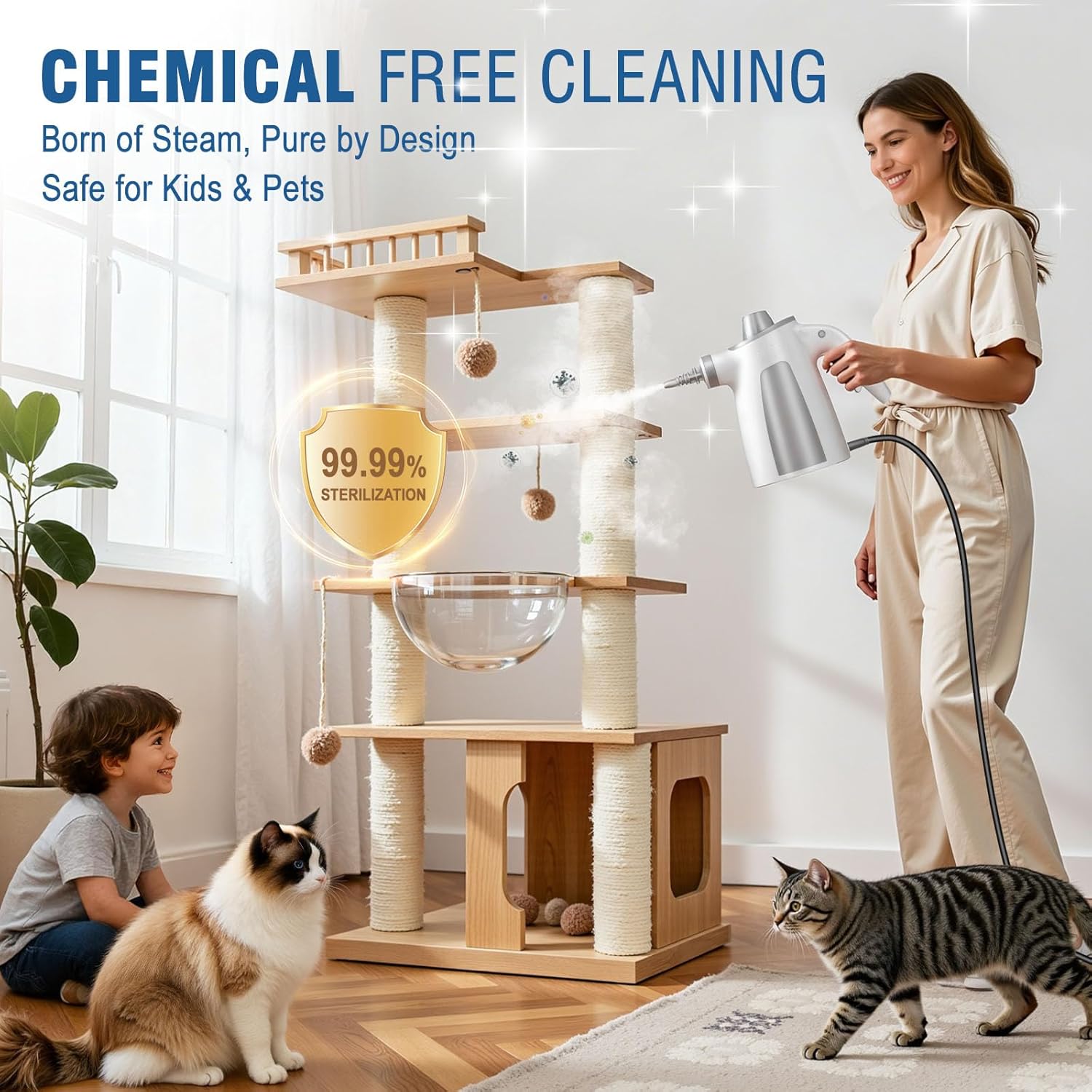 Thumbnail 2 de ASSCA Handheld Steam Cleaner 1050W: Portable, Chemical-Free Multi-Surface Cleaning
