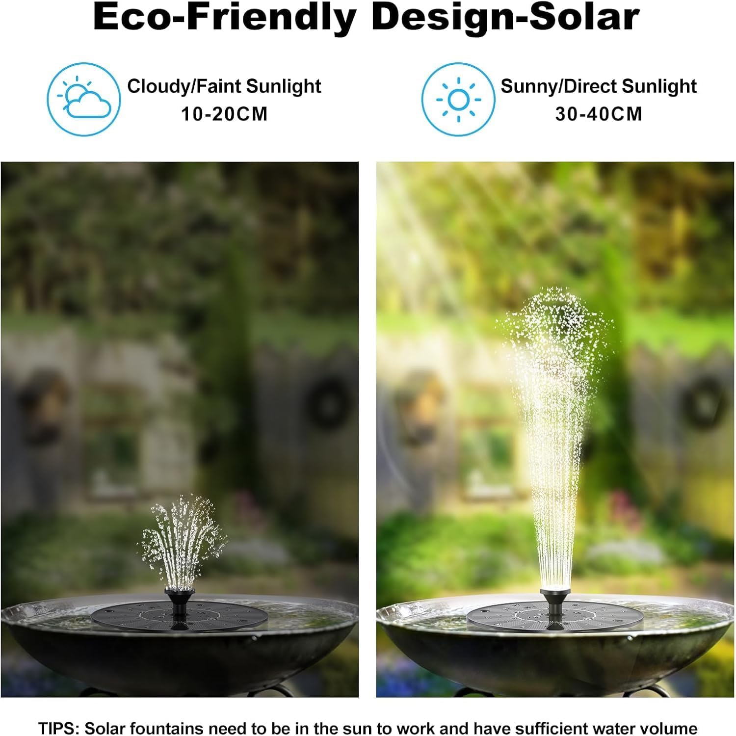 Detalle de Solar Fountain Mini: Solar Powered Water Pump for Ponds, Bird Baths and Gardens