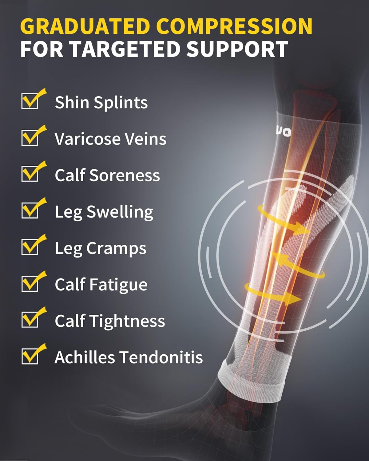 Thumbnail 2 de CAMBIVO 2 Pairs Calf Compression Sleeves — Calf and Shin Support for Running, Cycling, Travel