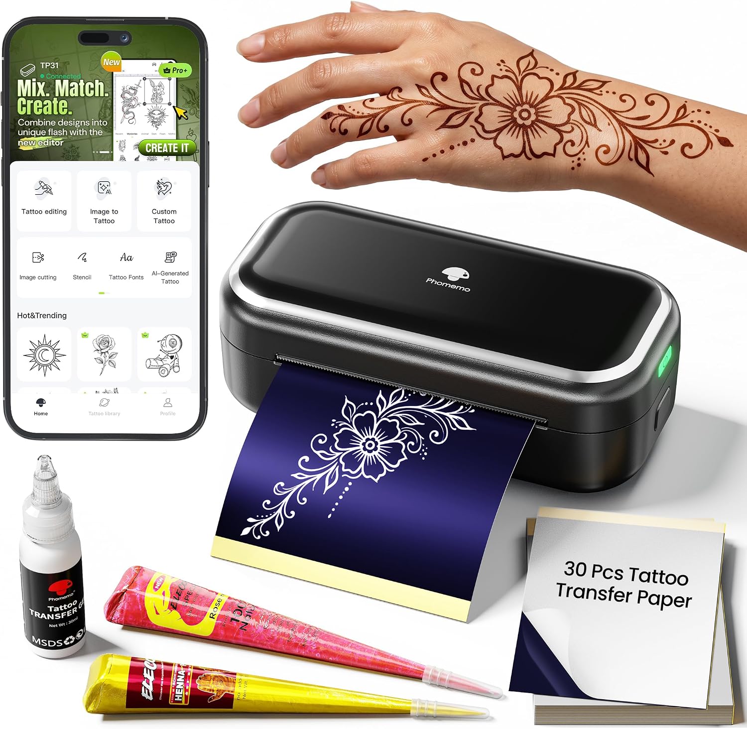 Detalle de Phomemo Henna Tattoo Kit TP31