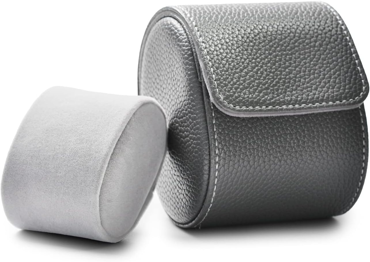Detalle de Oirlv Luxe en cuir PU : étui pour montre et boîte de rangement (gris) — format compact