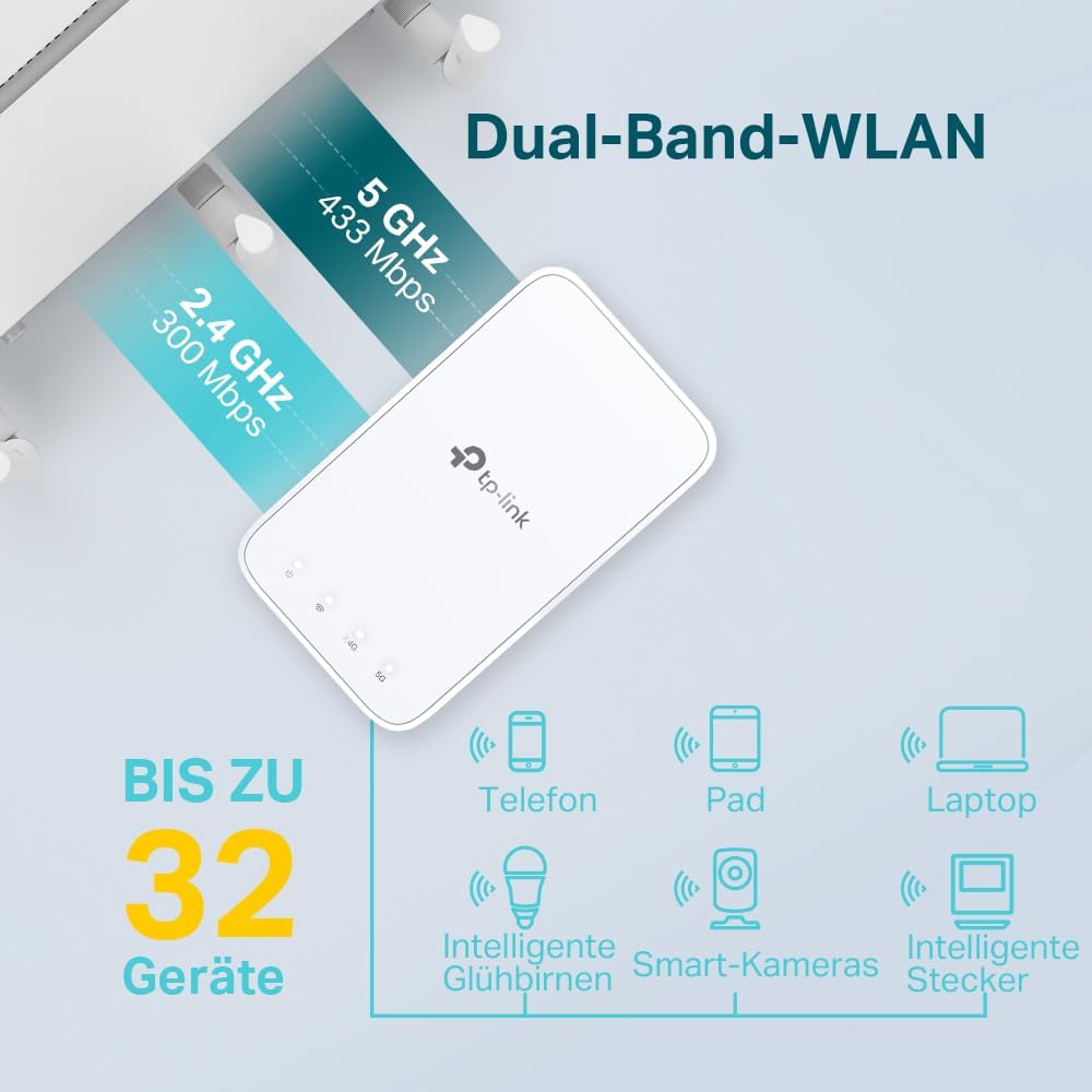 Thumbnail 3 de TP-Link RE230 WLAN-Verstärker Repeater AC750 – Dualband (2,4 GHz/300 Mbit/s, 5 GHz/433 Mbit/s), App-Steuerung, Signalstärkeanzeige, AP-Modus