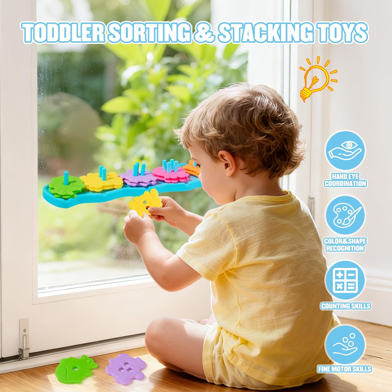 Detalle de Baby Bath Toys: 20-Piece Mould-Free Sorting & Stacking Set for 1–4 Year Olds