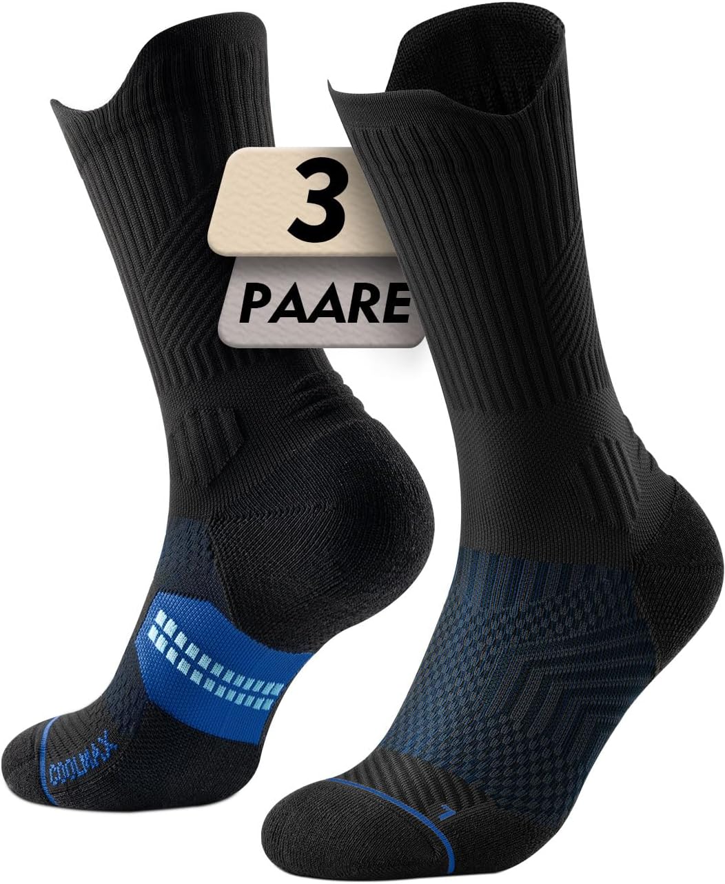 Detalle de Juclise Laufsocken Kompressions Wandern Bambus Coolmax – Anti‑Blasen, atmungsaktiv, 15–20 mmHg