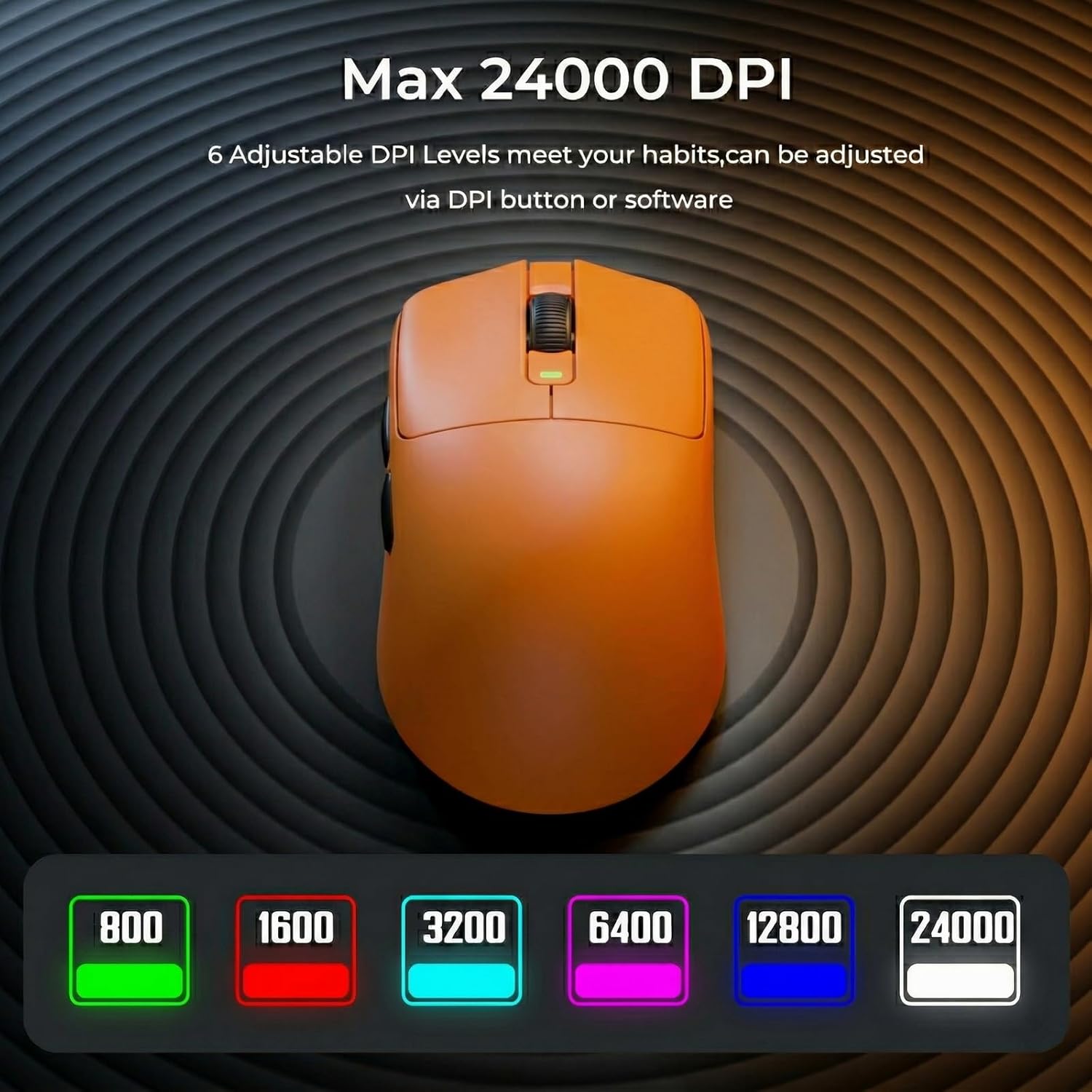 Thumbnail 5 de RK ROYAL KLUDGE M30 Wireless Gaming Mouse (Orange) – 43g tri-mode with PixArt PAW3311 sensor up to 24000 DPI