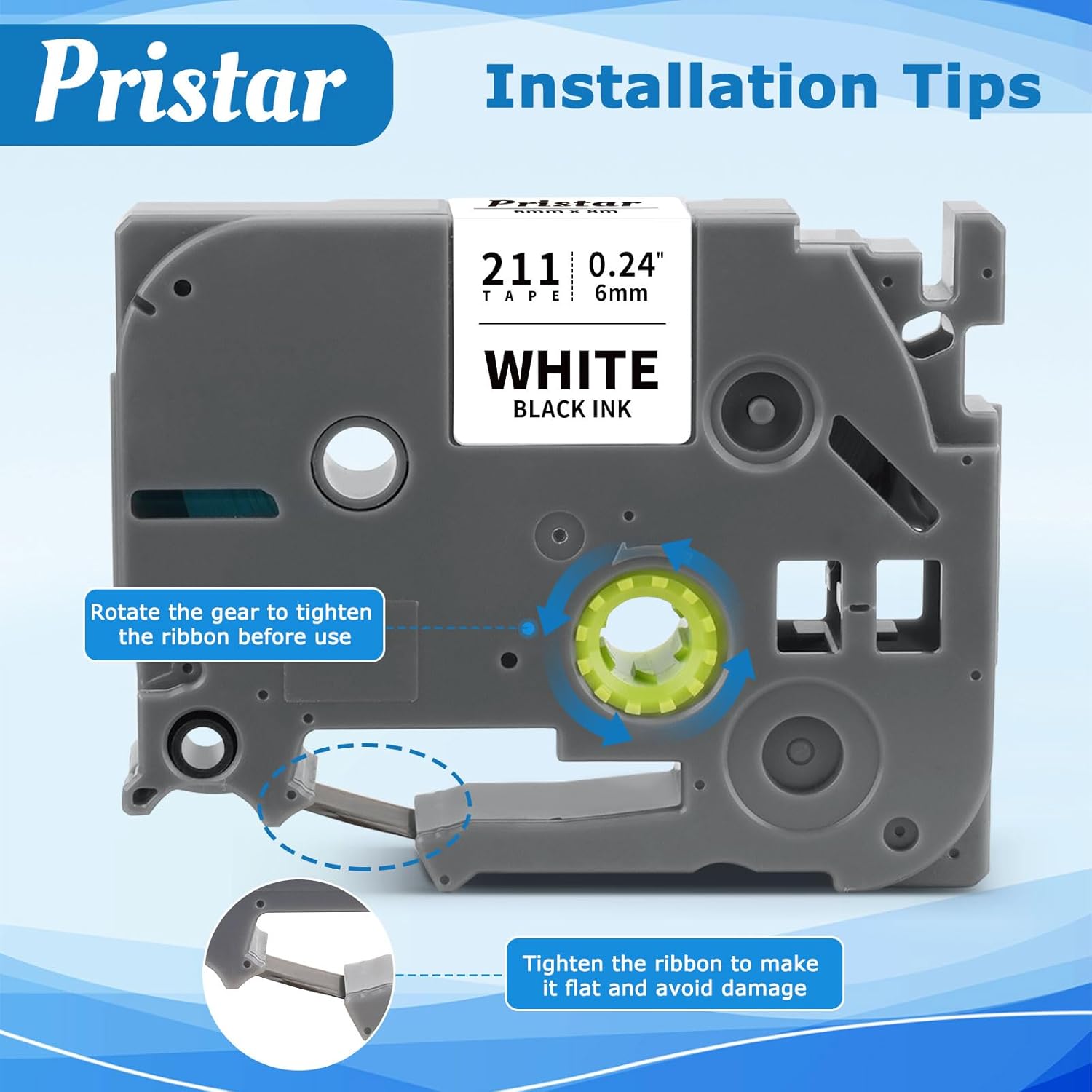 Thumbnail 5 de Pristar TZe-211 6mm label tape — black on white 🎫