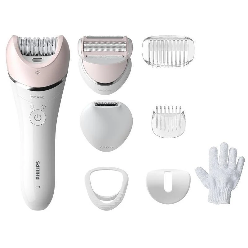 Depiladora Philips Serie 8000 BRE721/00 Rosa Blanco: depilación sin cables con 32 pinzas