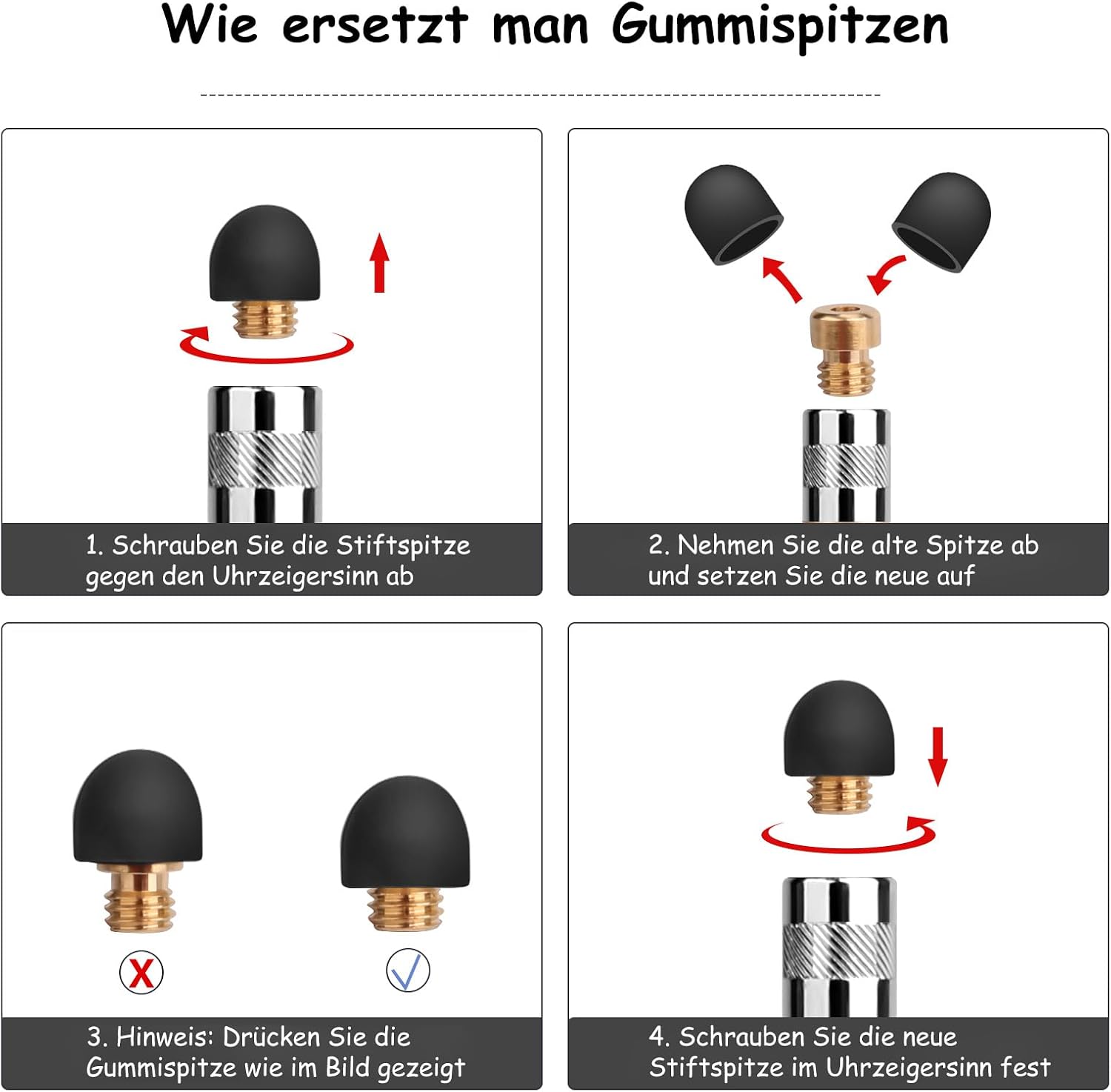 Thumbnail 6 de Digiroot Stylus Pen 4er-Set mit austauschbaren Spitzen – kabelloser Touchscreen-Stift kompatibel mit Switch, iPad, Android und Co.