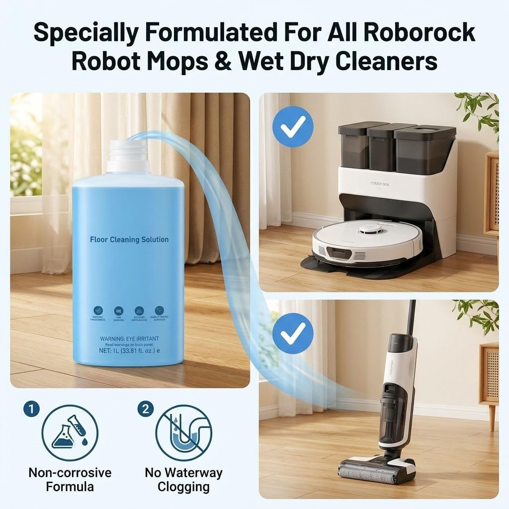 Detalle 2 de 1L Floor Cleaning Fluid Solution for Roborock Mops & Wet Dry Vacuums