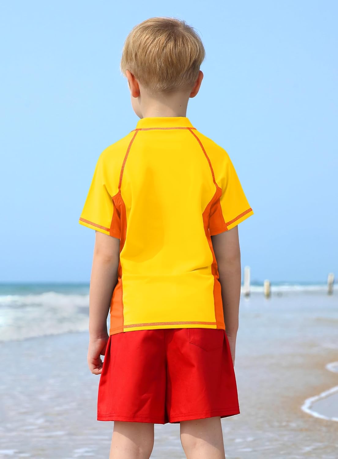 Detalle de BesserBay Jungen Rashguard Shirt UPF 50+ Kurzarm – UV-Schutz 110–160