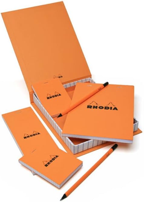 RHODIA 9200C Cofanetto l'Essentiel: 4 blocchi a punto metallico, quadretti piccoli e carta Clairefontaine
