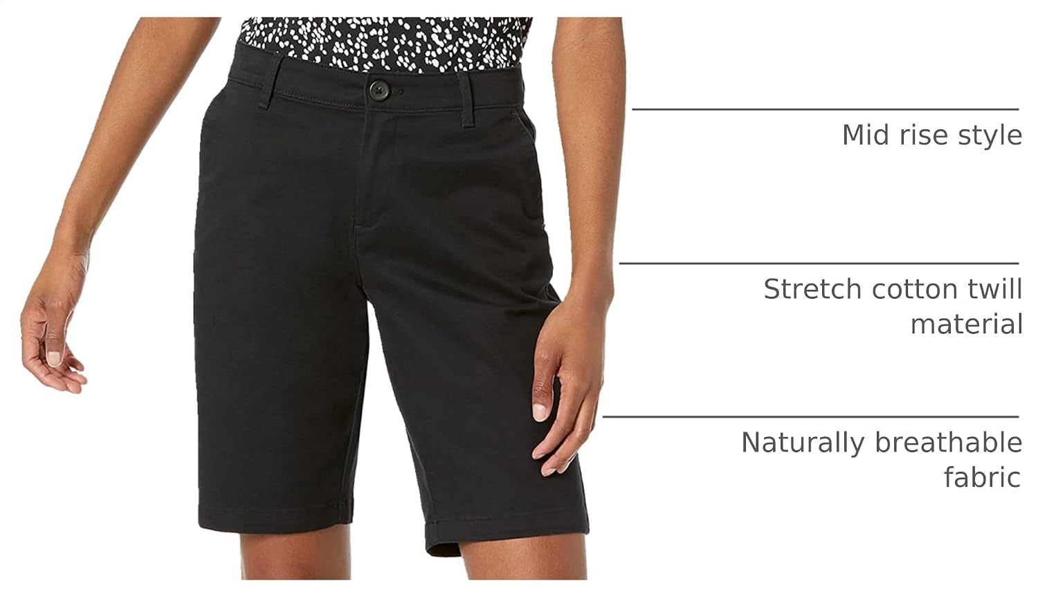 Detalle 2 de Amazon Essentials Women's Mid-Rise Slim-Fit 10" Bermuda Shorts