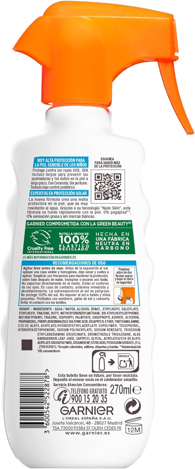 Detalle de Garnier Delial Pistola Solar FPS50+ Para Niños, Resistente al Agua ☀