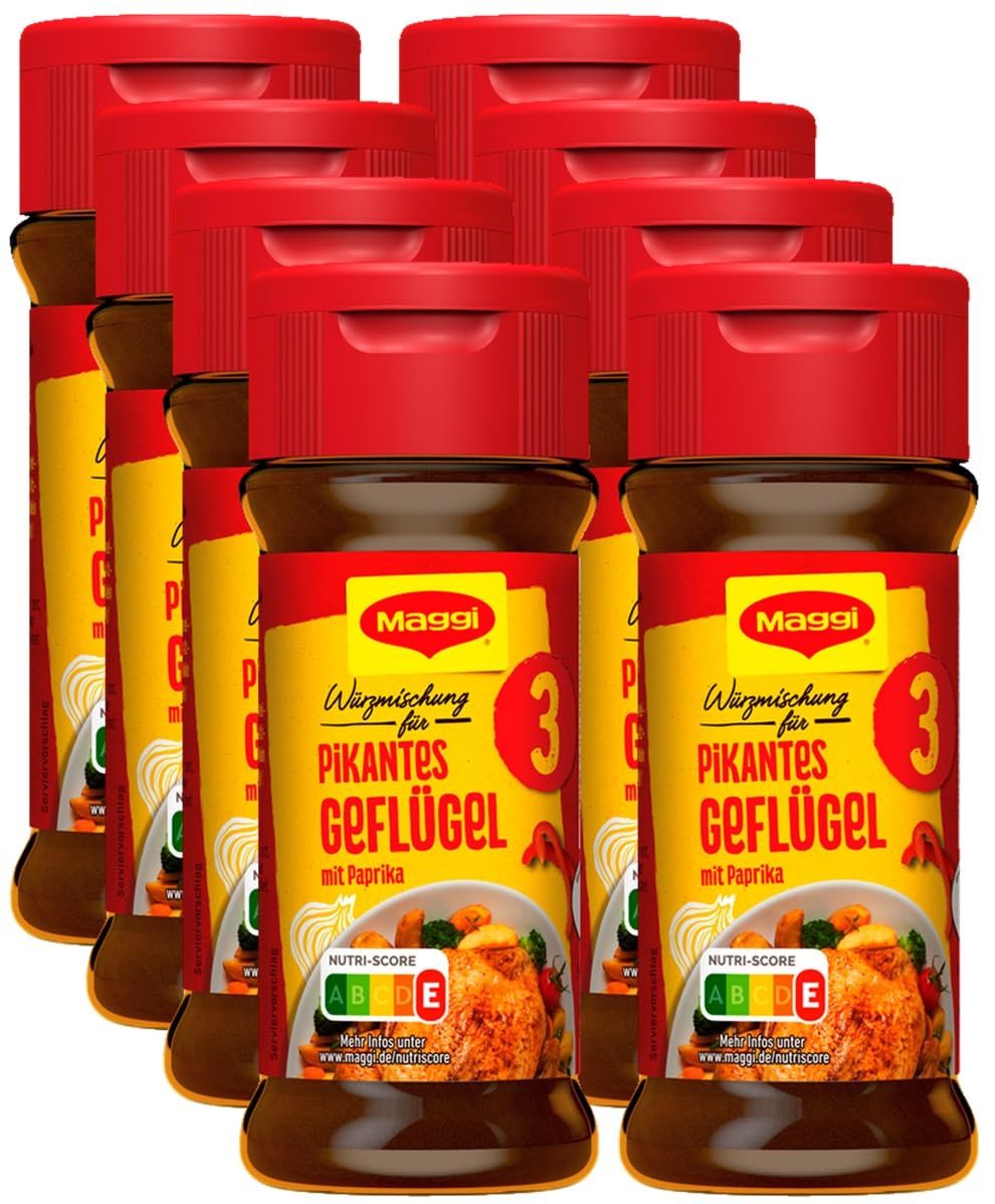 Detalle de MAGGI Würzmischung 3 für pikantes Geflügel – Würzmittel im 8er Pack (8 x 65 g)