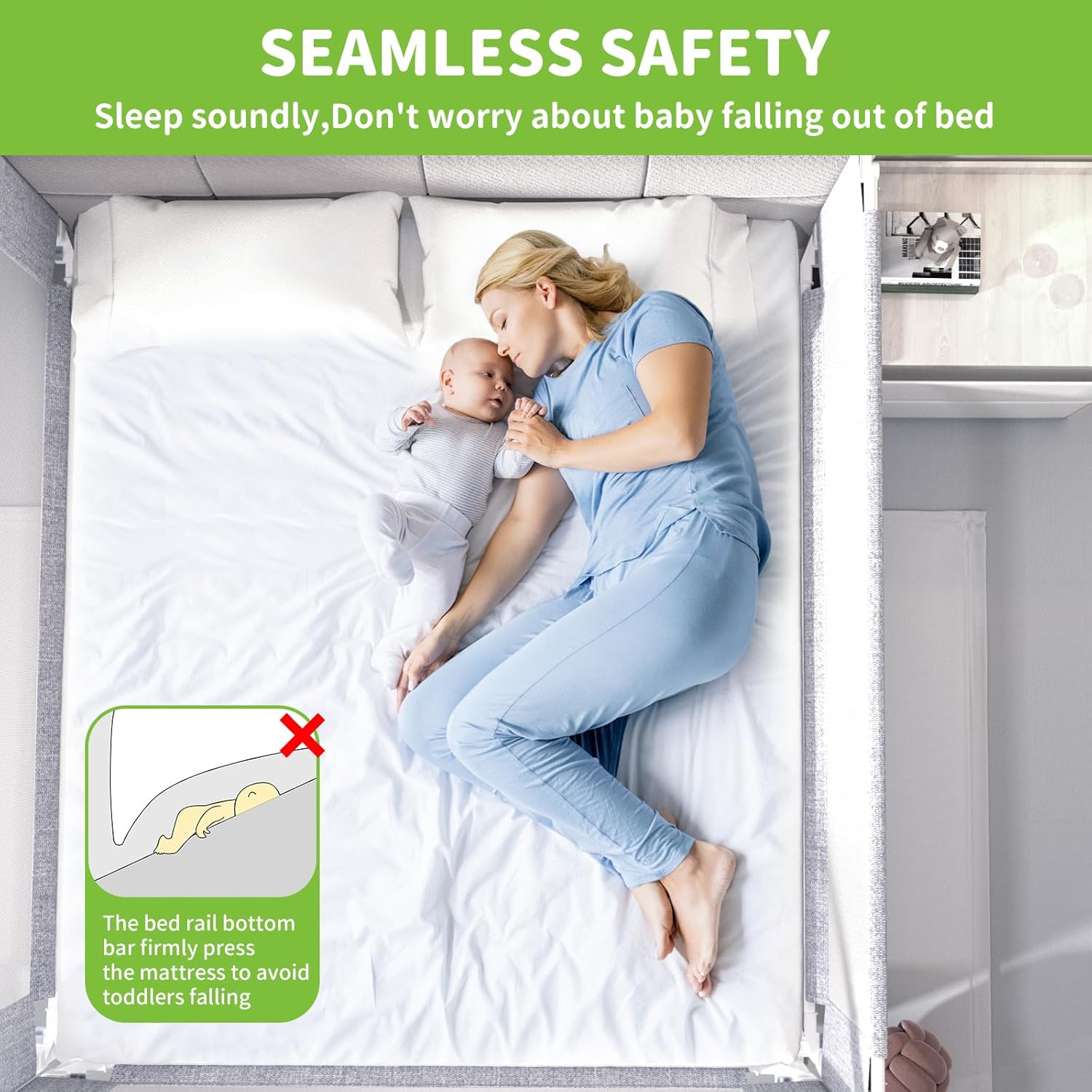 Thumbnail 6 de yulongtengfei 3-Piece King Size Bed Rail for Toddlers — Adjustable Baby Bed Rail Guard (Grey)