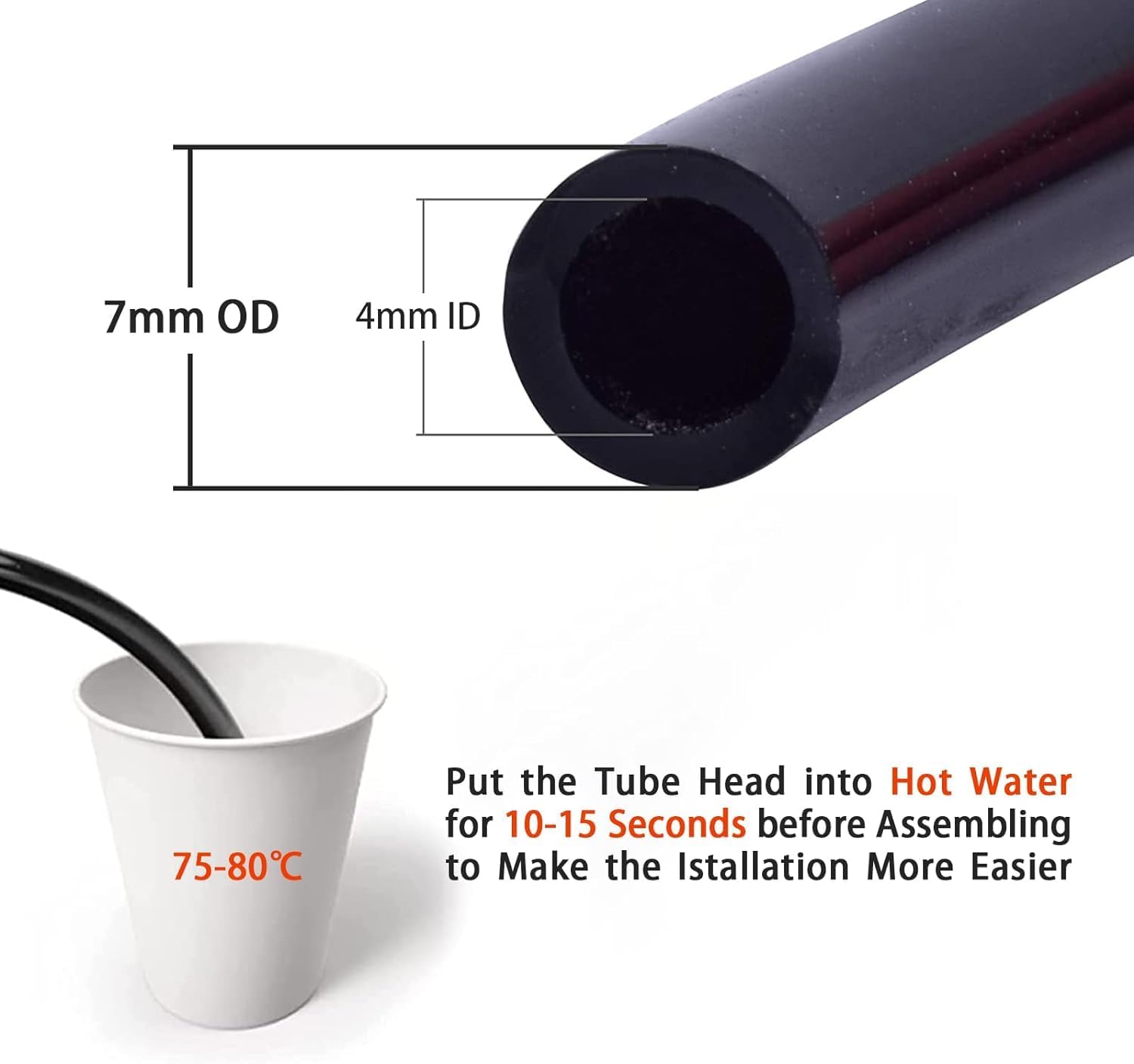 Detalle de Tesmotor Micro Drip Irrigation Tube 4mm ID / 6mm OD, 20M UV‑Proof PVC Hose for DIY Irrigation
