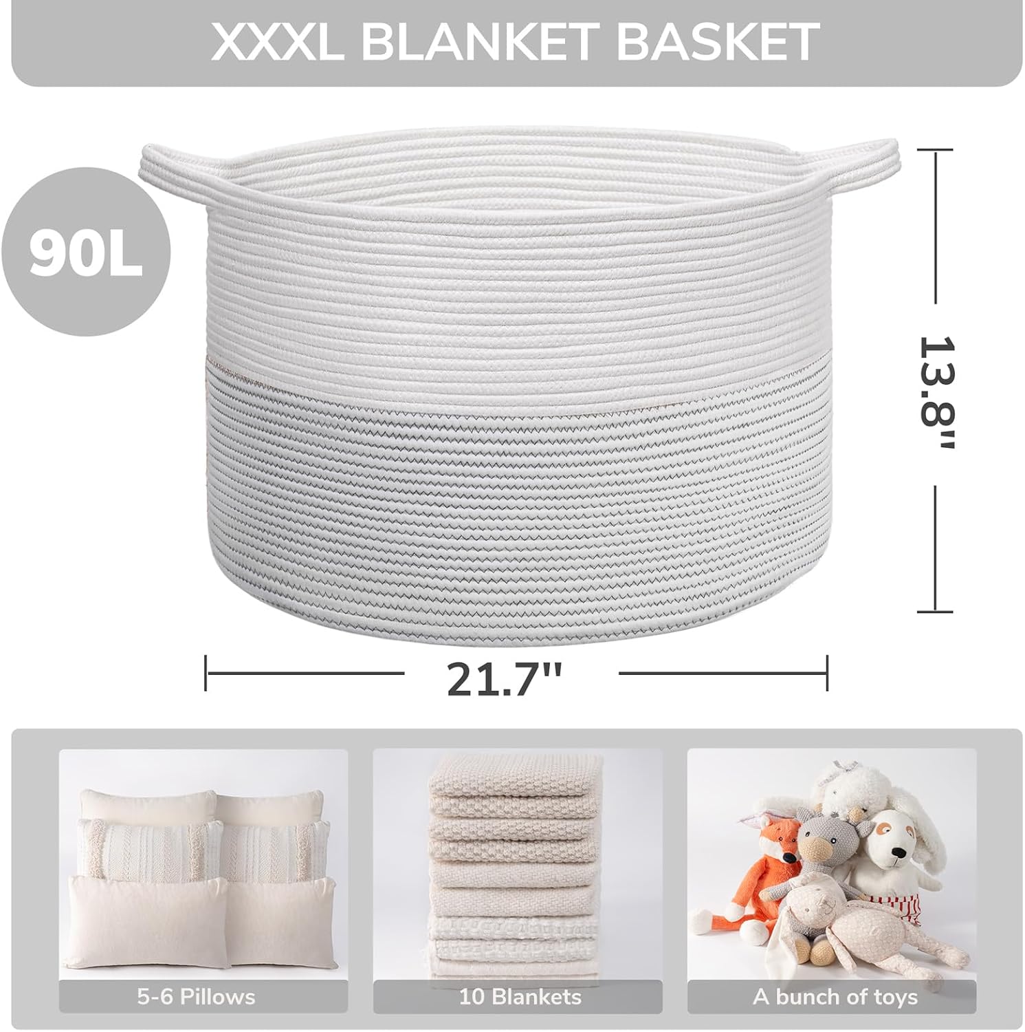 Detalle 1 de INDRESSME Woven Storage Basket 90L
