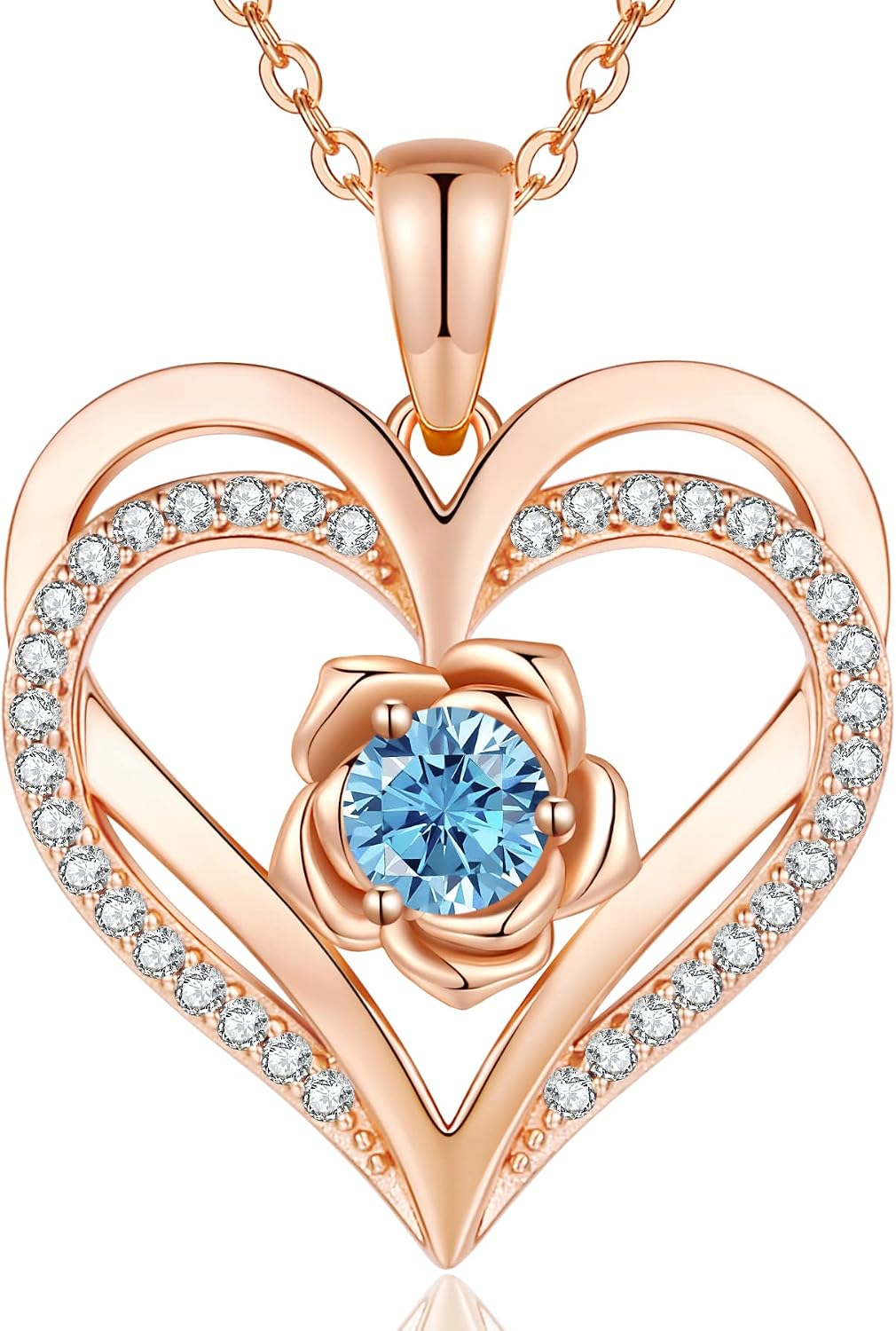 Detalle de CDE Kette Damen Roségold Herz 45+5 cm