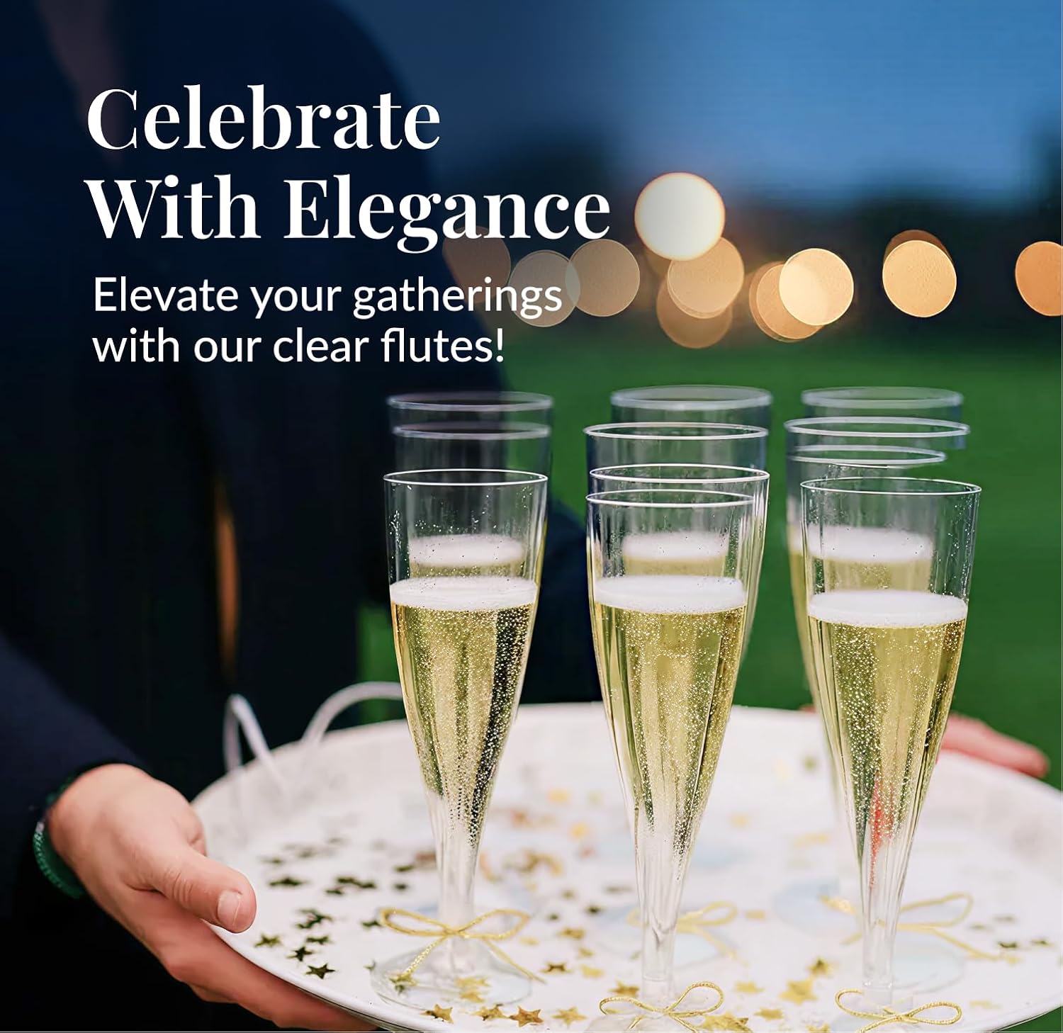 Thumbnail 5 de Prestee 200-Count Clear Plastic Champagne Flutes, 4.5 oz – Elegant Disposable Glassware for Weddings, Parties & Events