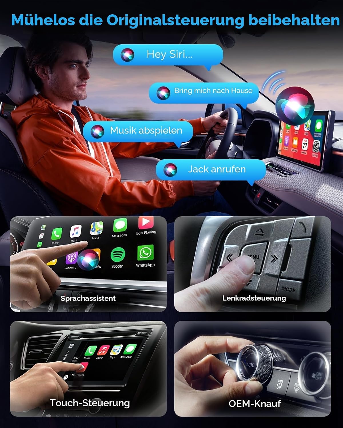 Detalle de MoKo CarPlay Wireless Adapter für Apple iPhone – kabellos aus kabelgebundenem CarPlay nutzen