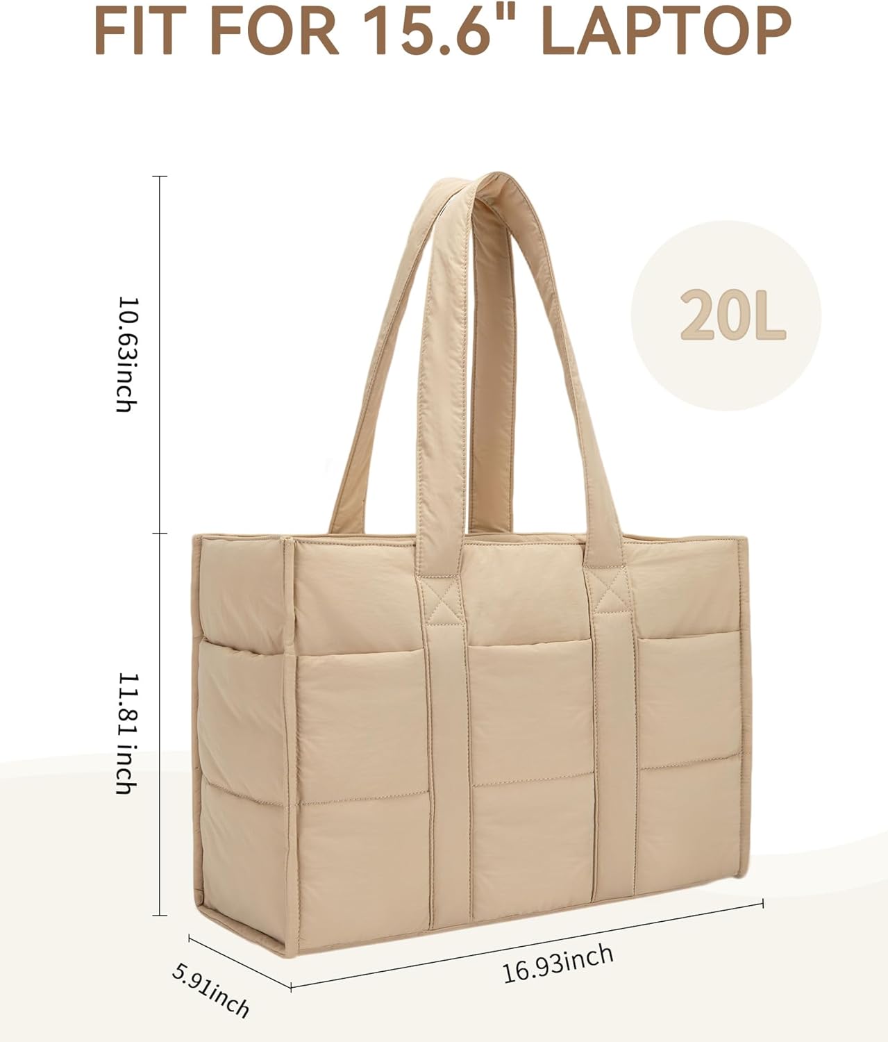 Detalle de Oscaurt Large Tote Bag Puffy Handbag for Women with 16 Pockets