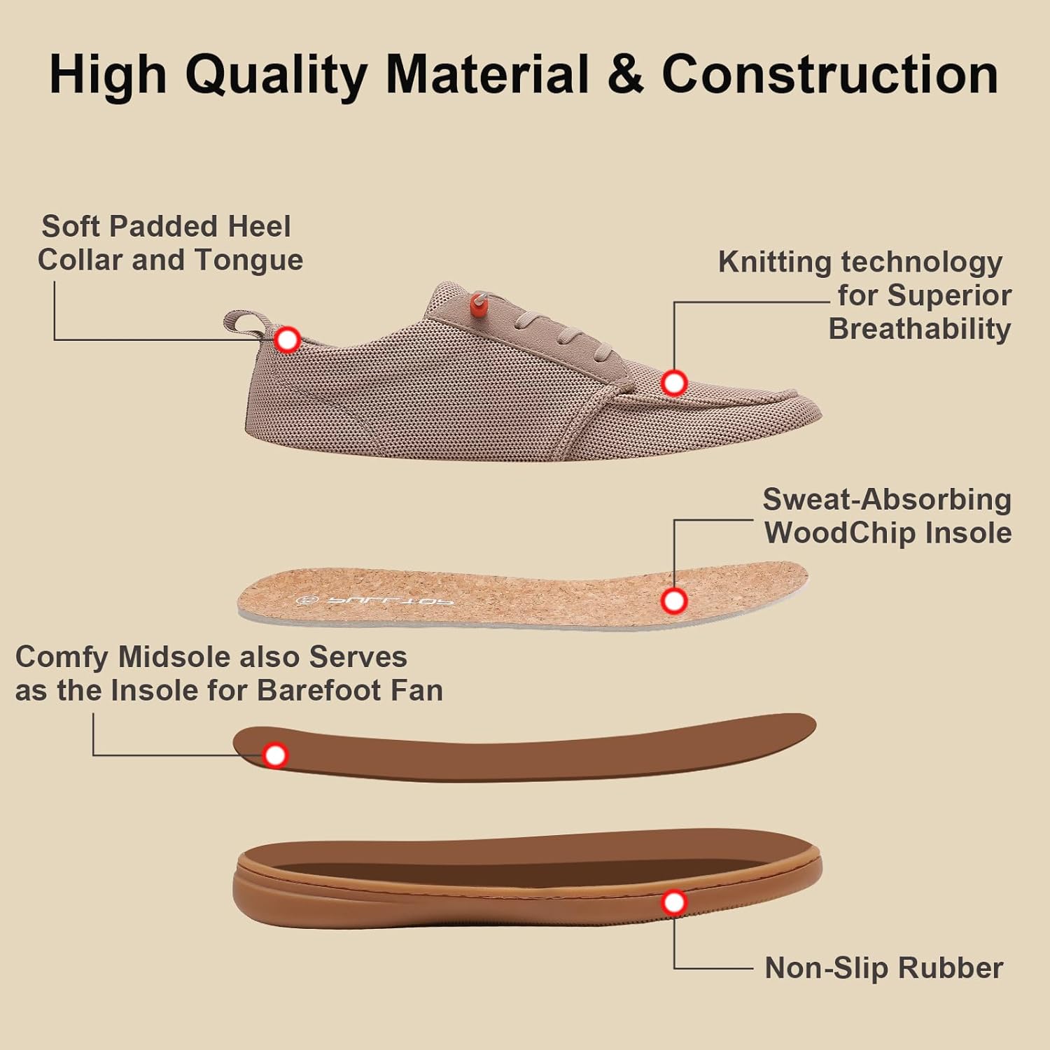 Thumbnail 3 de Men's Barefoot Wide Toe Box Shoes minimalist slip-on walking shoes