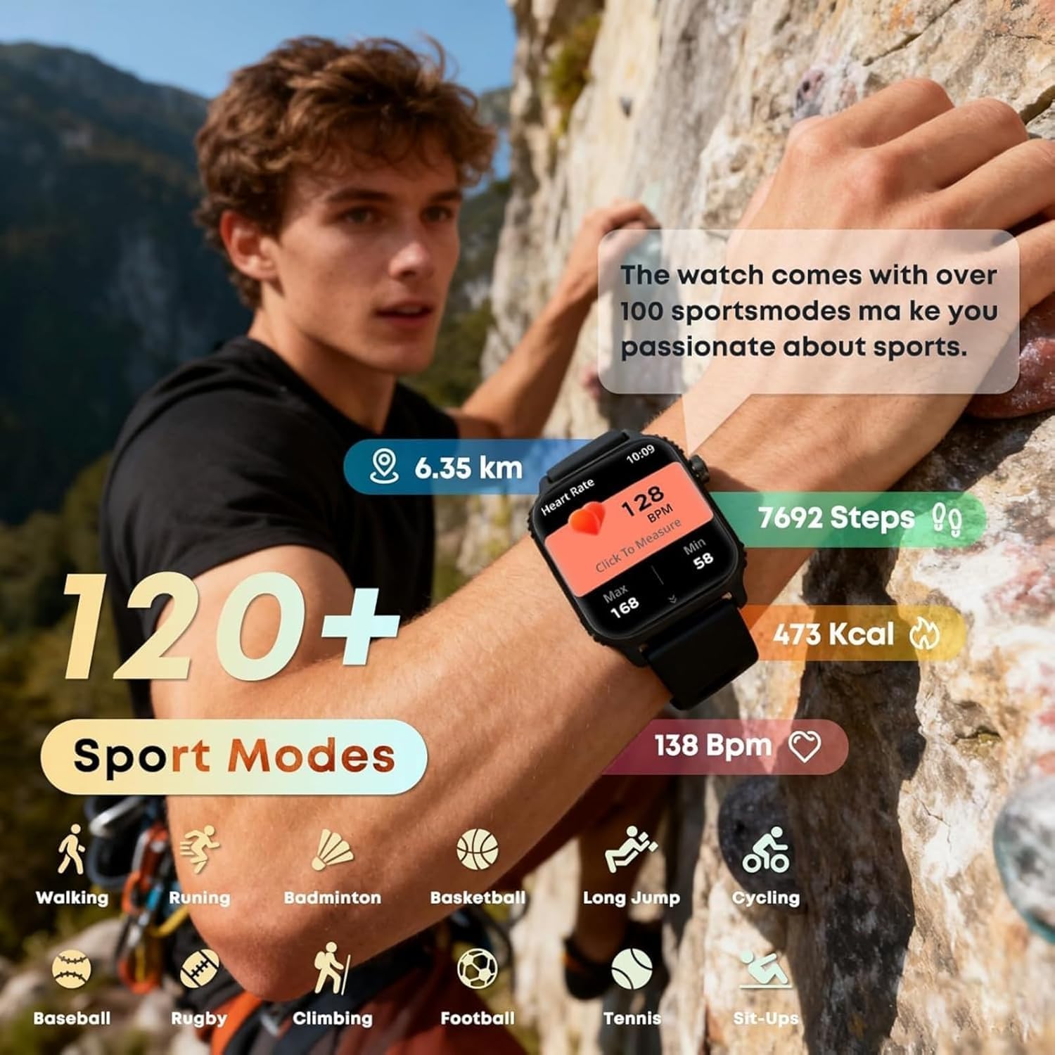 Thumbnail 1 de TRAUSI TG08 Smart Watch for Women & Men (1.83-inch HD, 120 sports modes, IP67)