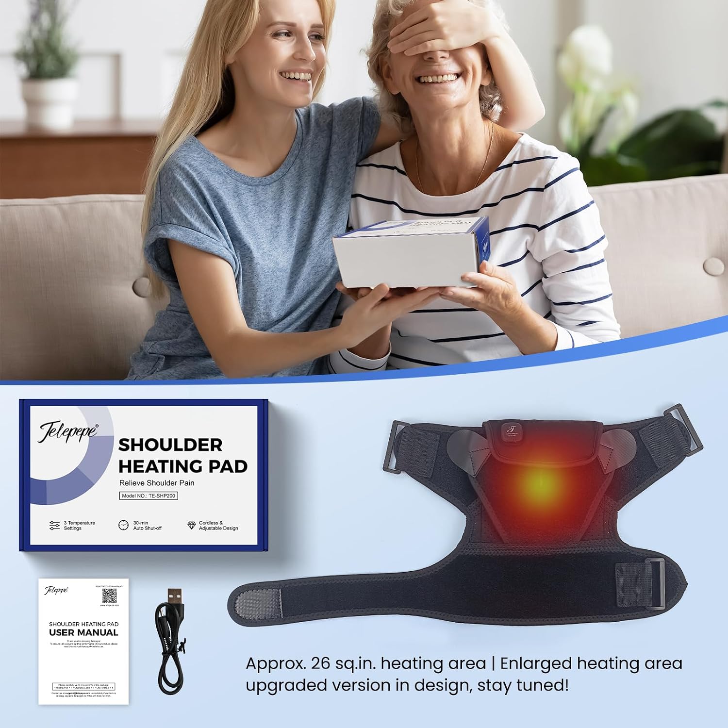 Thumbnail 5 de Telepepe TECA-SHP-260709 Cordless Heated Shoulder Wrap, 3 Heat Levels