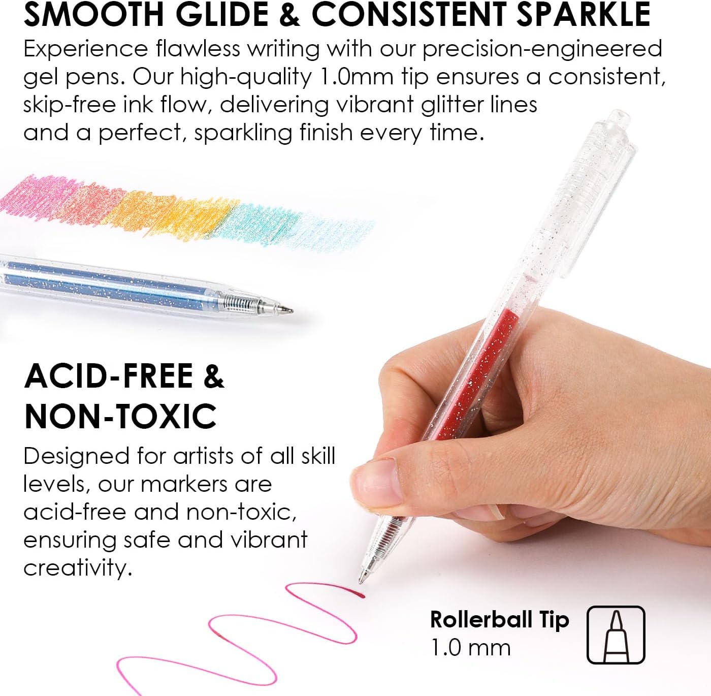 Detalle de Grabie penne gel glitterate 18 colori