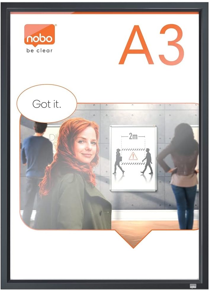 Nobo Porte-affiche A4 mural avec cadre clipsable anodisé – design élégant et pratique