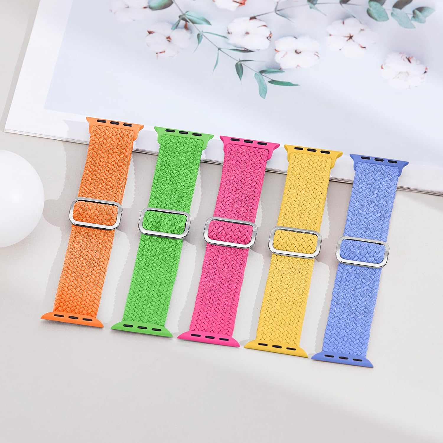 Detalle 2 de Raradev 5-Pack Braided Elastic Sport Loop Bands for Apple Watch (women) – compatible with 38–49mm models
