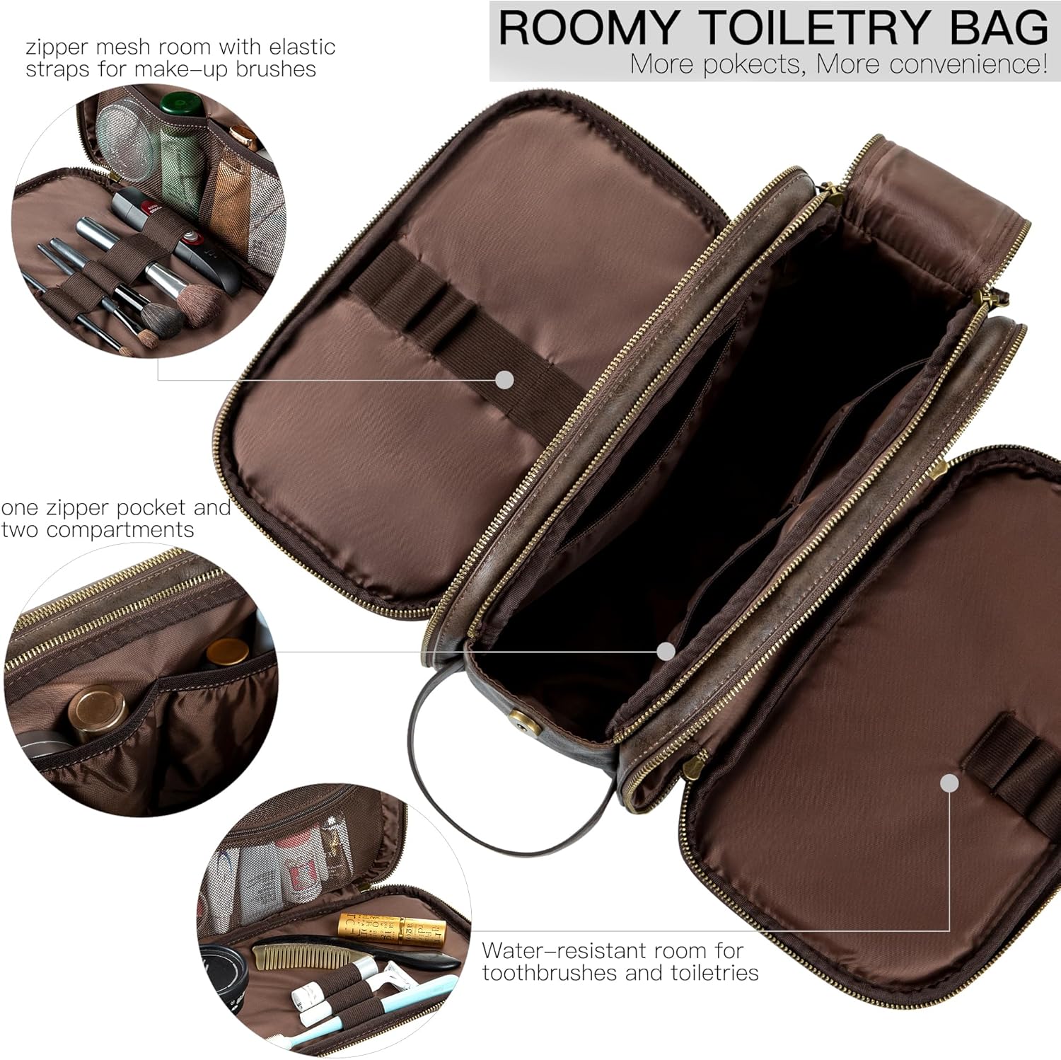 Detalle de Elviros water-resistant PU leather toiletry bag
